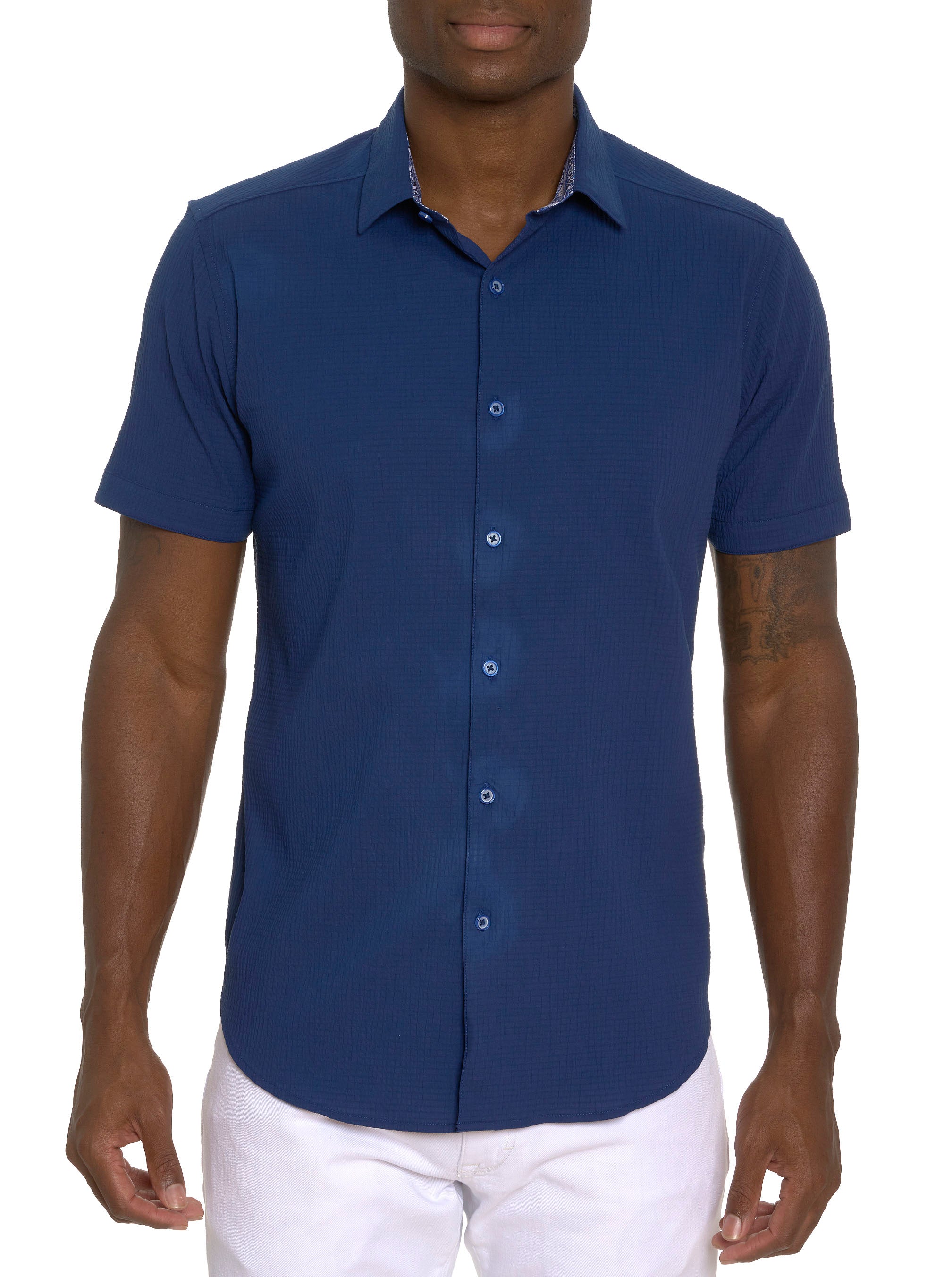 SHARK BITE SHORT SLEEVE BUTTON DOWN SHIRT