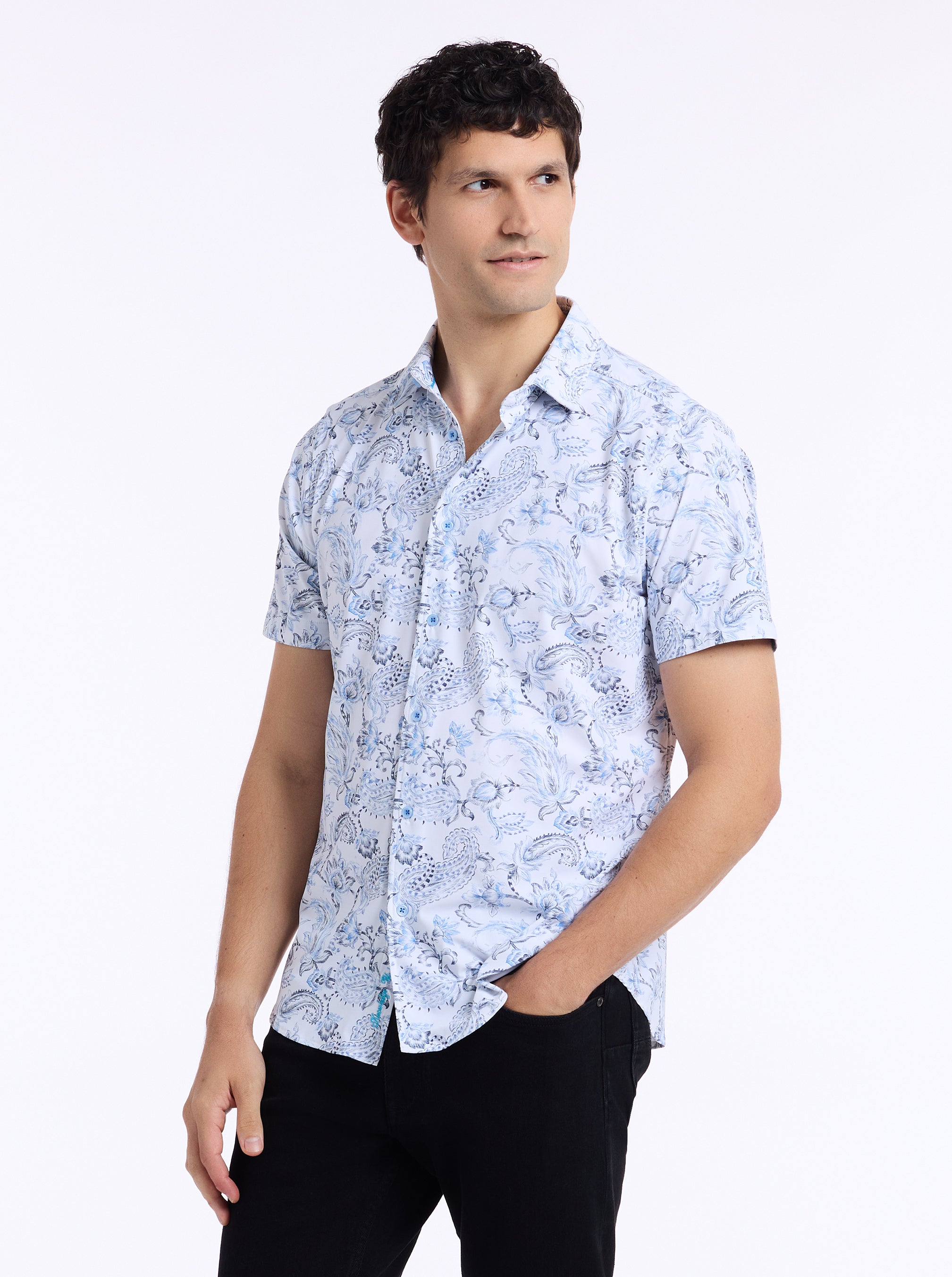 BASCOBEL SHORT SLEEVE BUTTON DOWN SHIRT