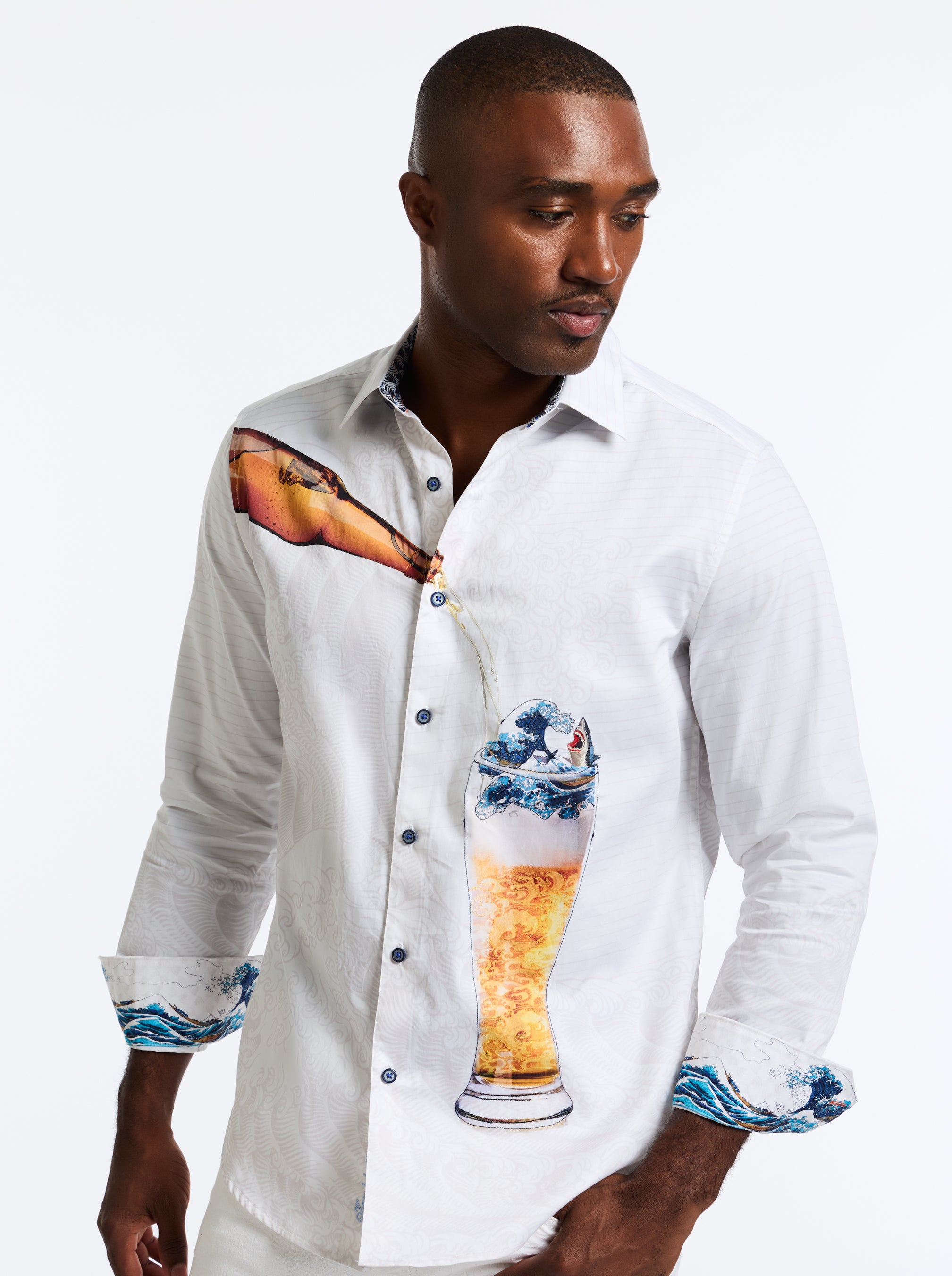 SHARK BREW LONG SLEEVE BUTTON DOWN SHIRT TALL