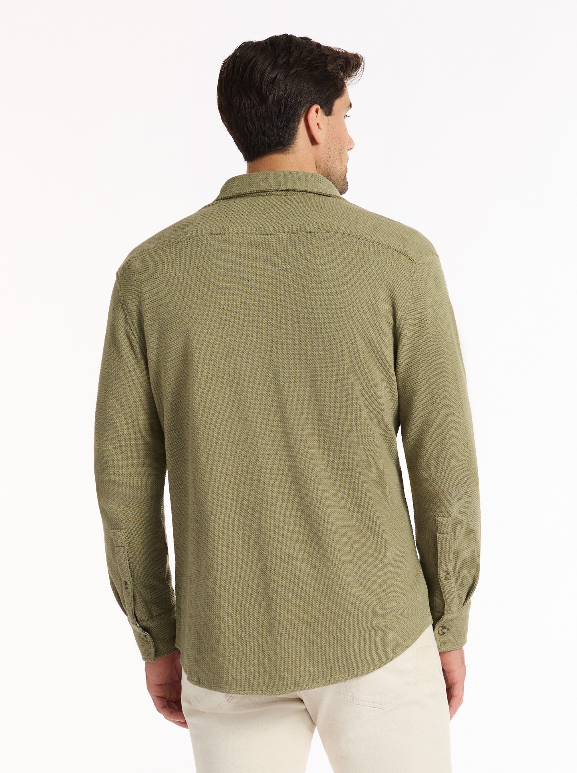 WAYNE LONG SLEEVE BUTTON DOWN KNIT SHIRT