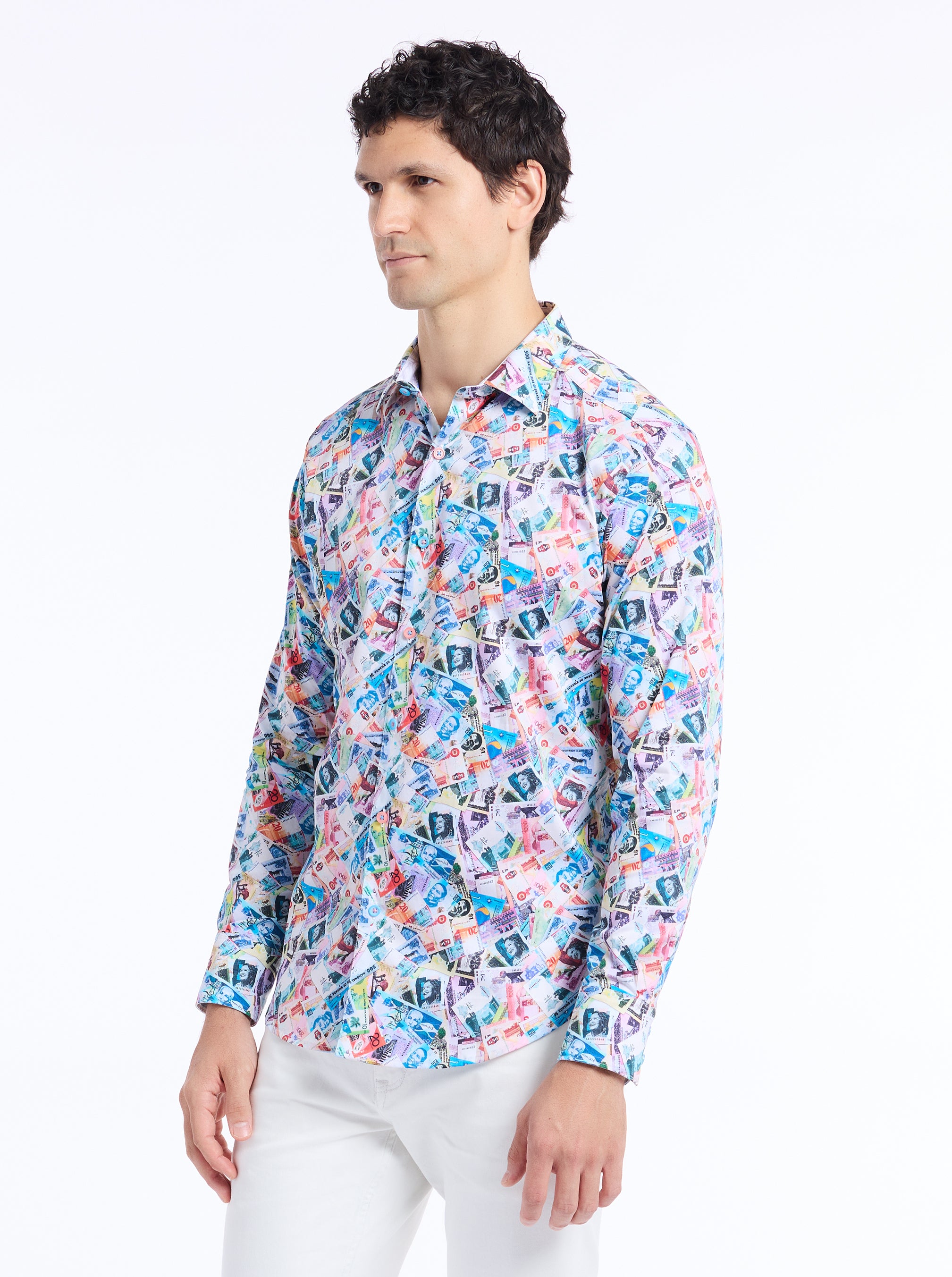 VACATION FUND LONG SLEEVE BUTTON DOWN SHIRT