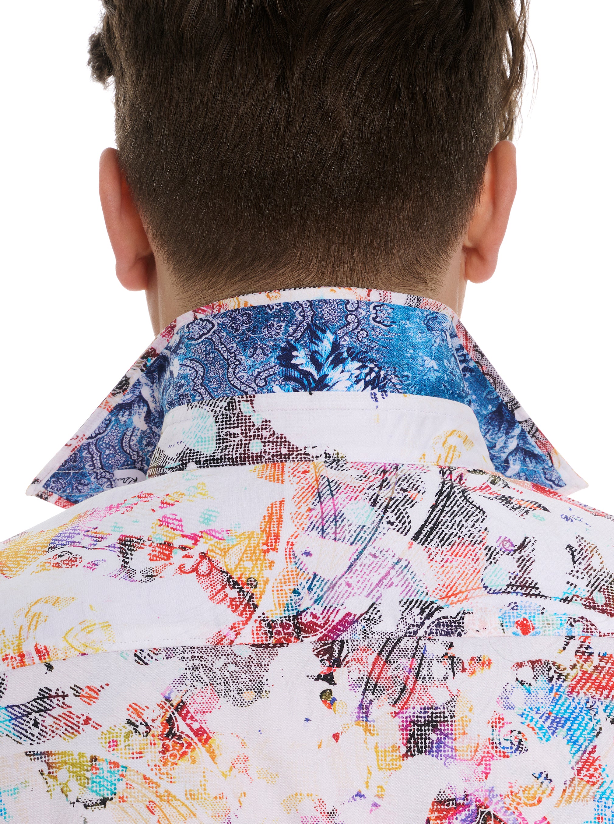 SPLASH OF COLOR SHORT SLEEVE BUTTON DOWN SHIRT