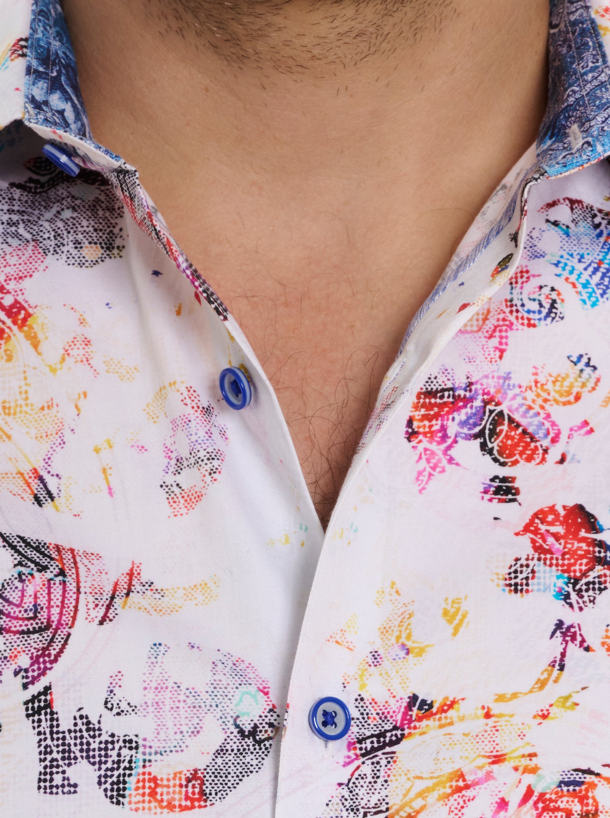 SPLASH OF COLOR SHORT SLEEVE BUTTON DOWN SHIRT