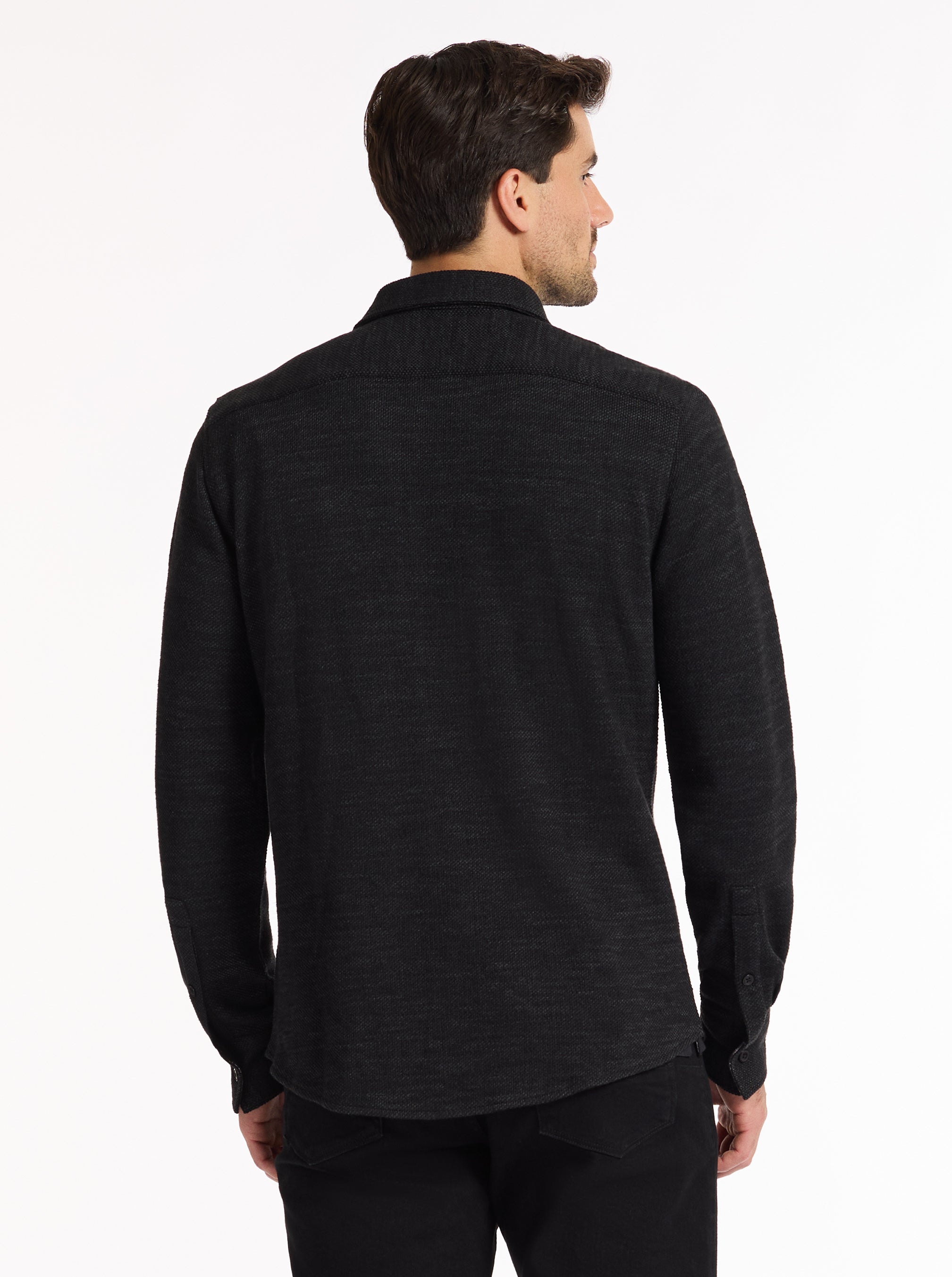 WAYNE LONG SLEEVE BUTTON DOWN KNIT SHIRT