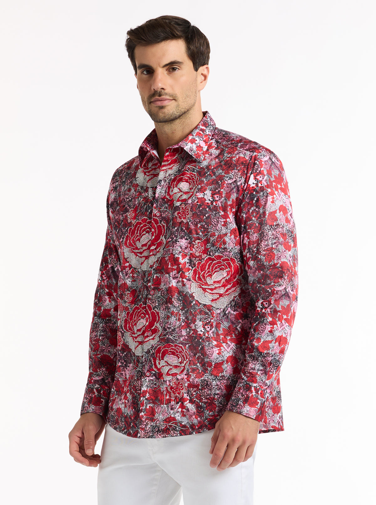 BLOOD ROSE LONG SLEEVE BUTTON DOWN SHIRT