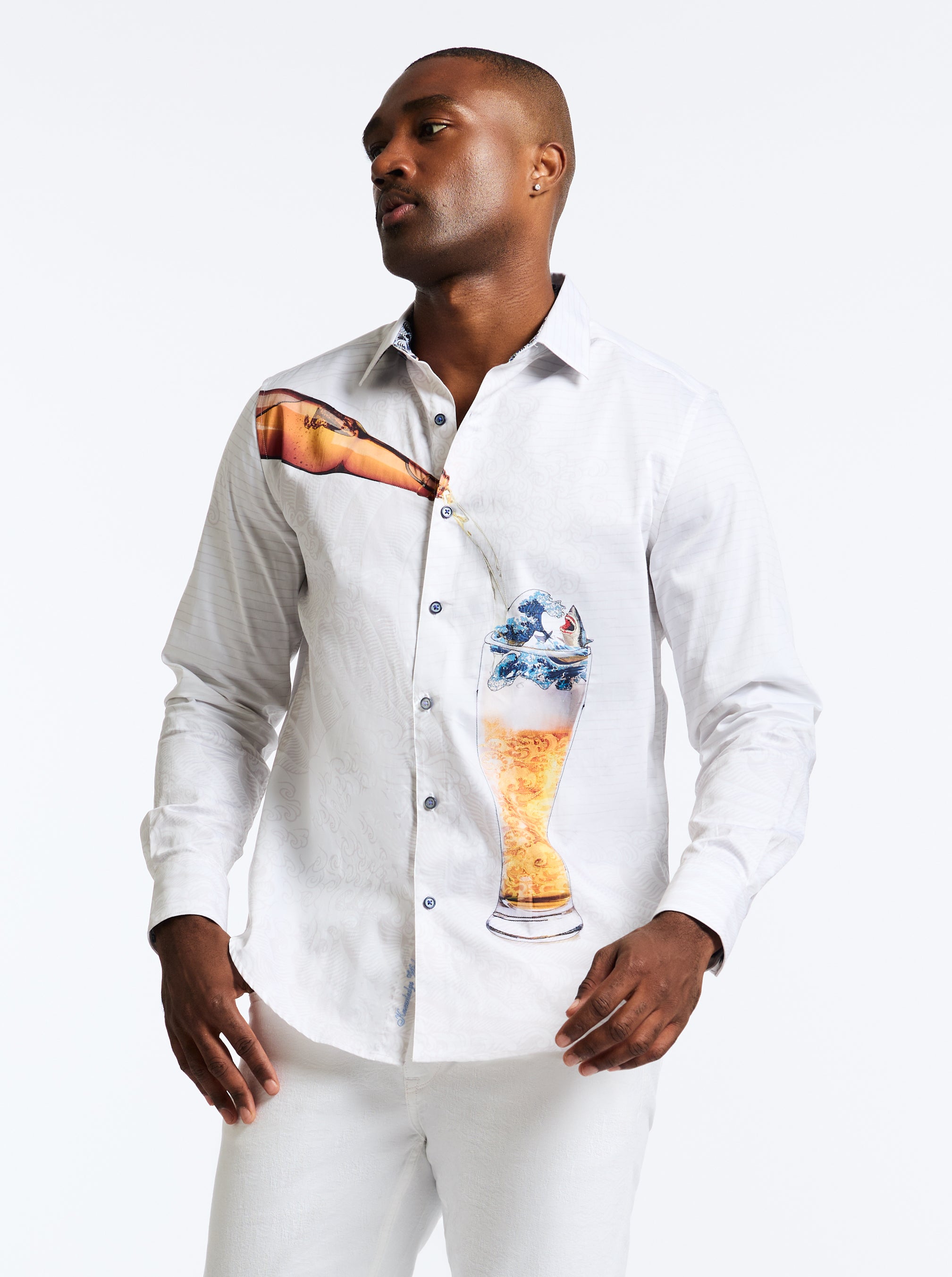 SHARK BREW LONG SLEEVE BUTTON DOWN SHIRT TALL