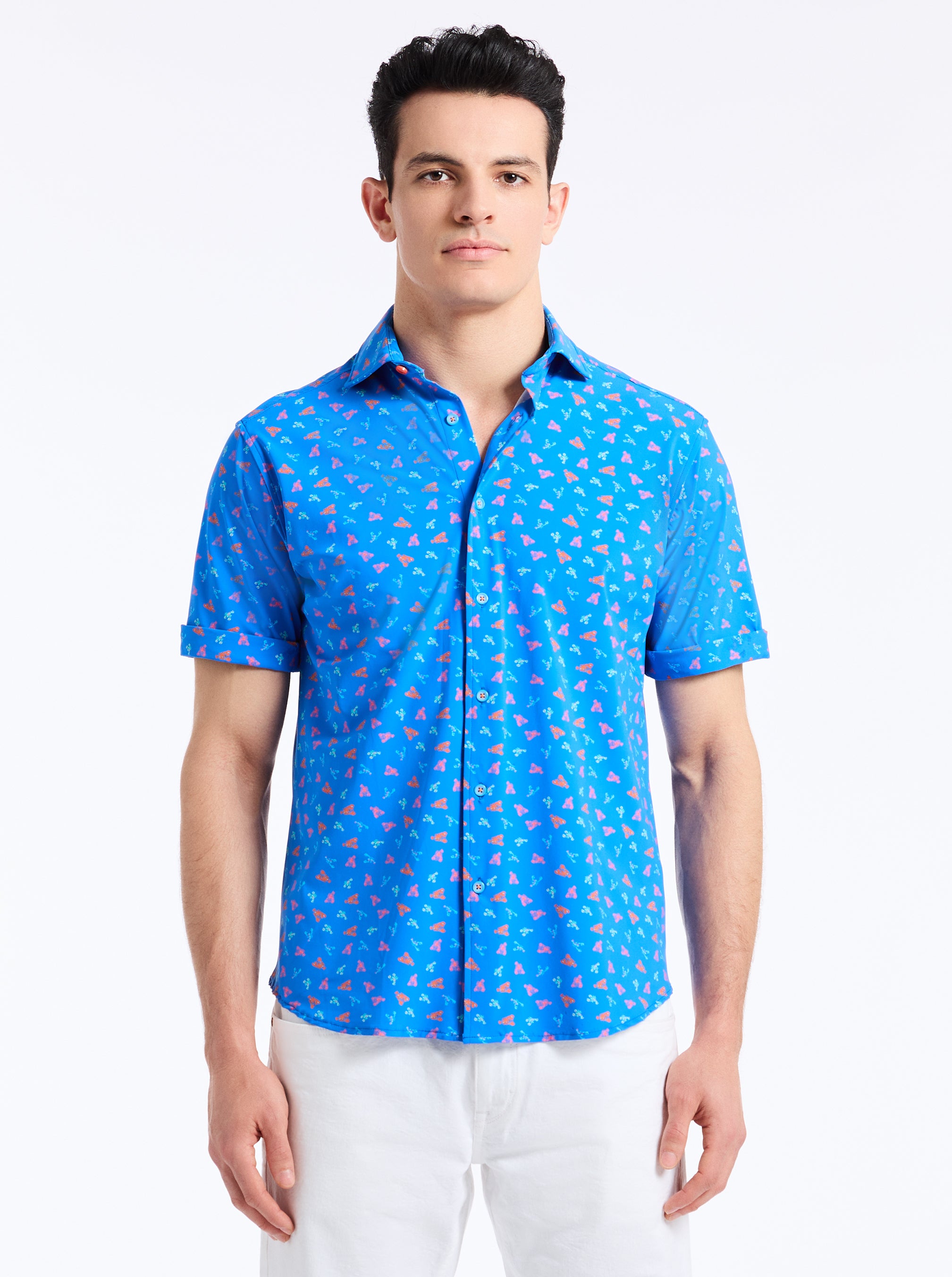 LOBSTER ROLL SHORT SLEEVE BUTTON DOWN SHIRT