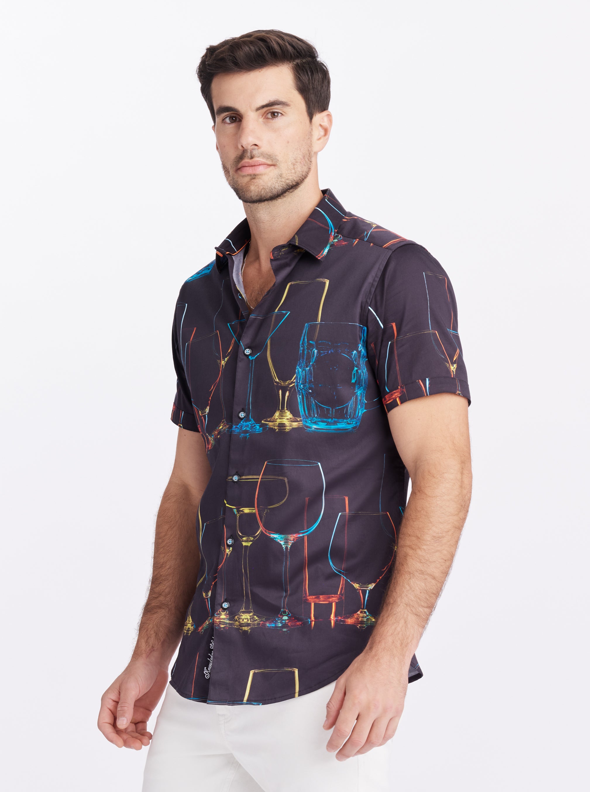 NEON NIGHTS SHORT SLEEVE BUTTON DOWN SHIRT
