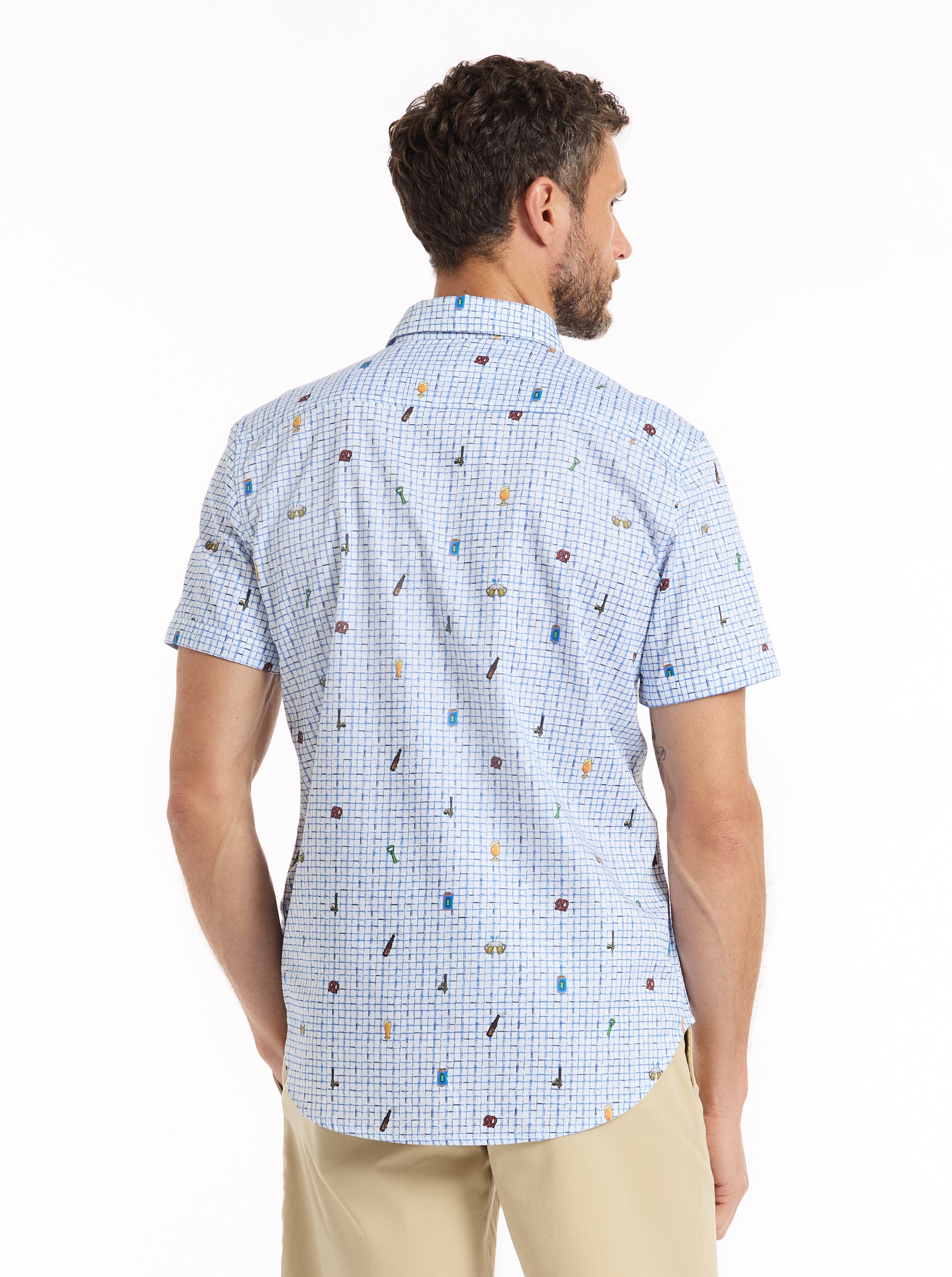 BREW & CHEW SHORT SLEEVE BUTTON DOWN SHIRT