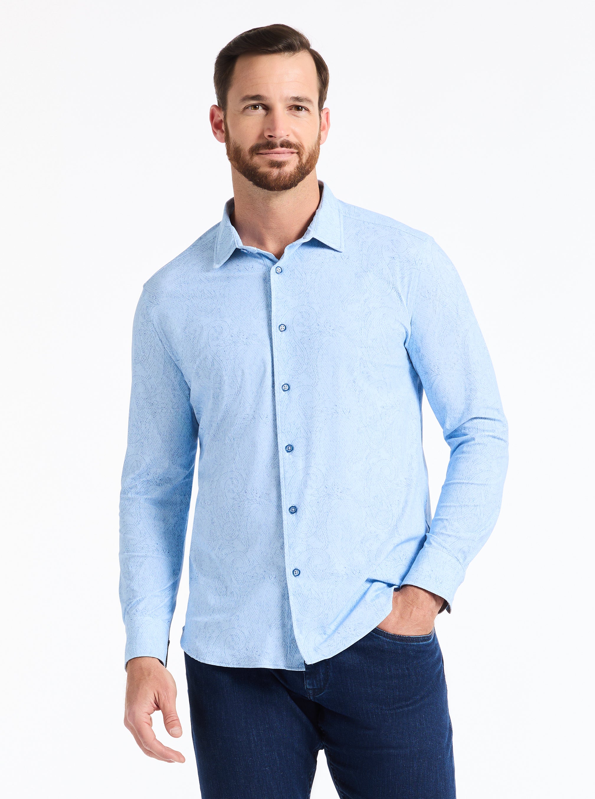 THURSTON LONG SLEEVE BUTTON DOWN KNIT SHIRT