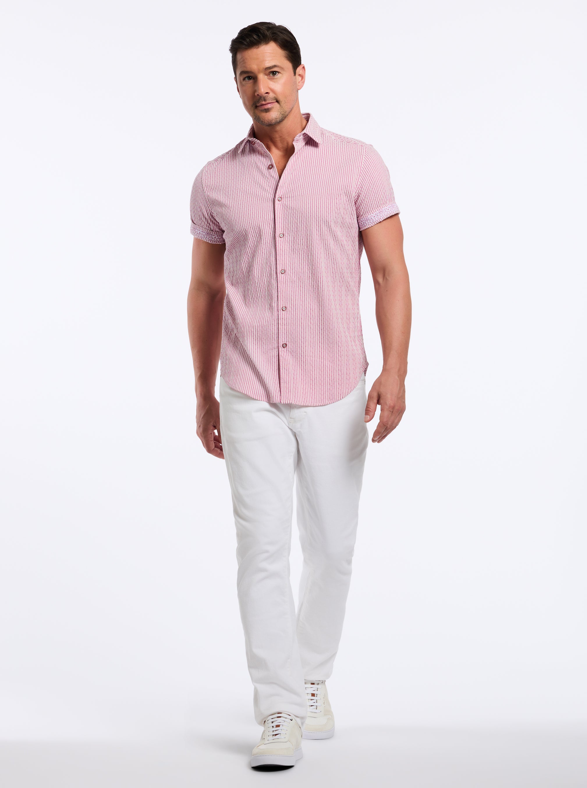 FORNILLO SHORT SLEEVE BUTTON DOWN SHIRT TALL