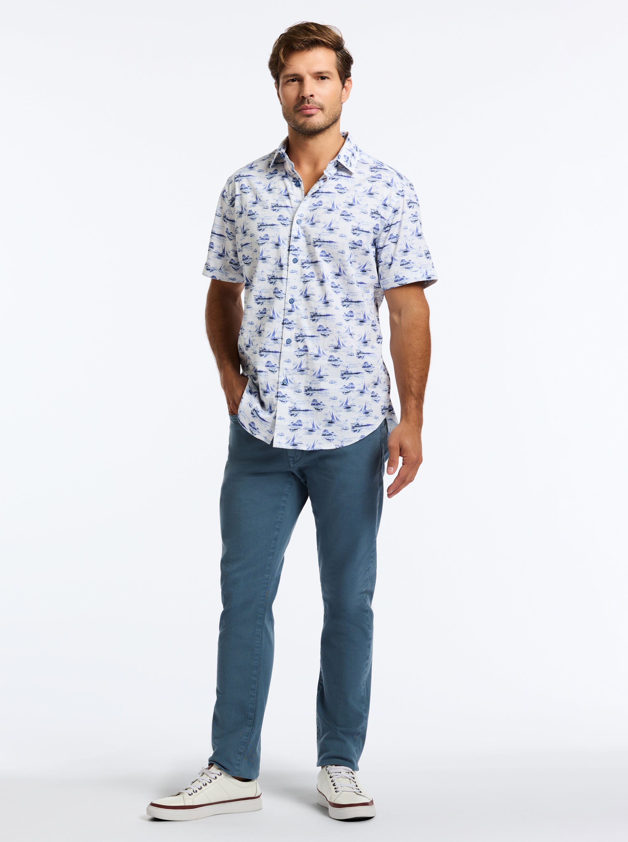 ALBORAN SHORT SLEEVE BUTTON DOWN SHIRT