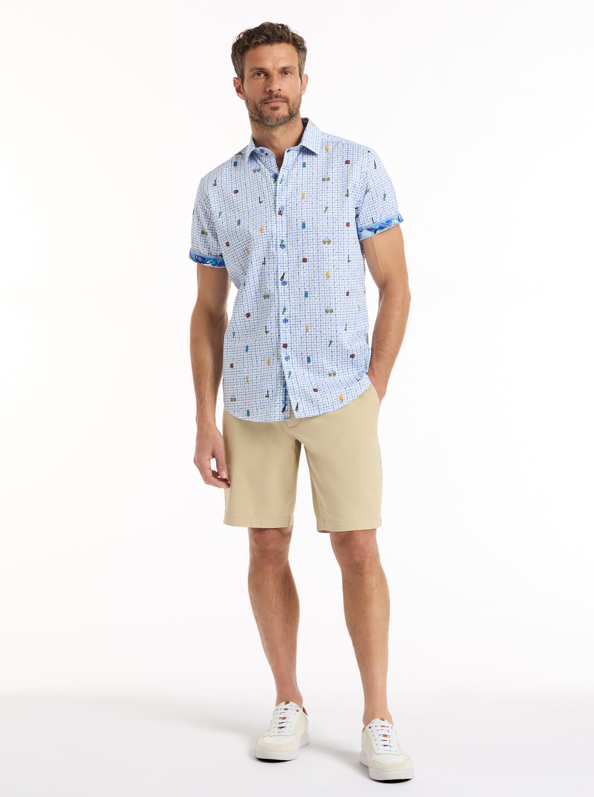 BREW & CHEW SHORT SLEEVE BUTTON DOWN SHIRT