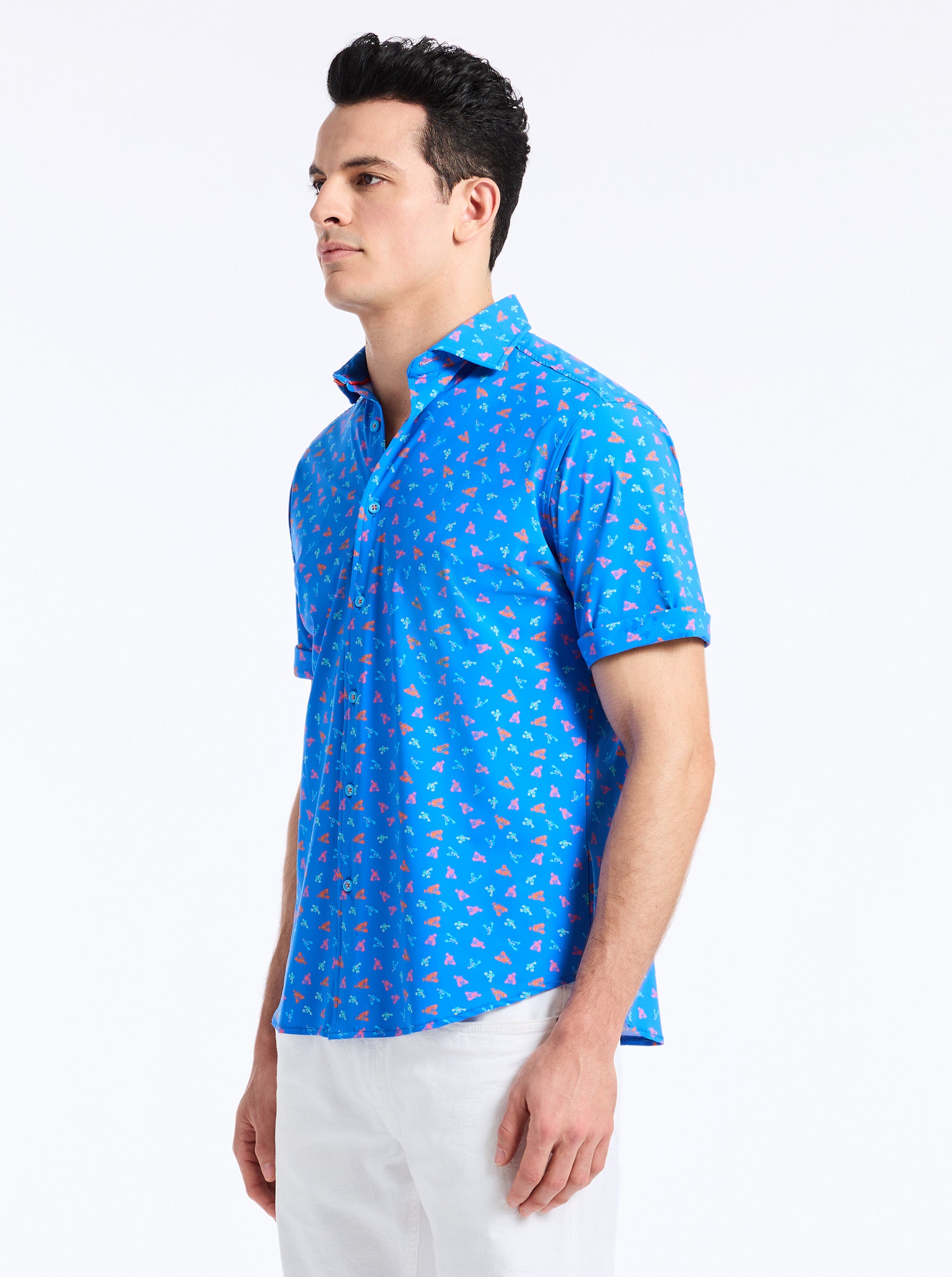 LOBSTER ROLL SHORT SLEEVE BUTTON DOWN SHIRT