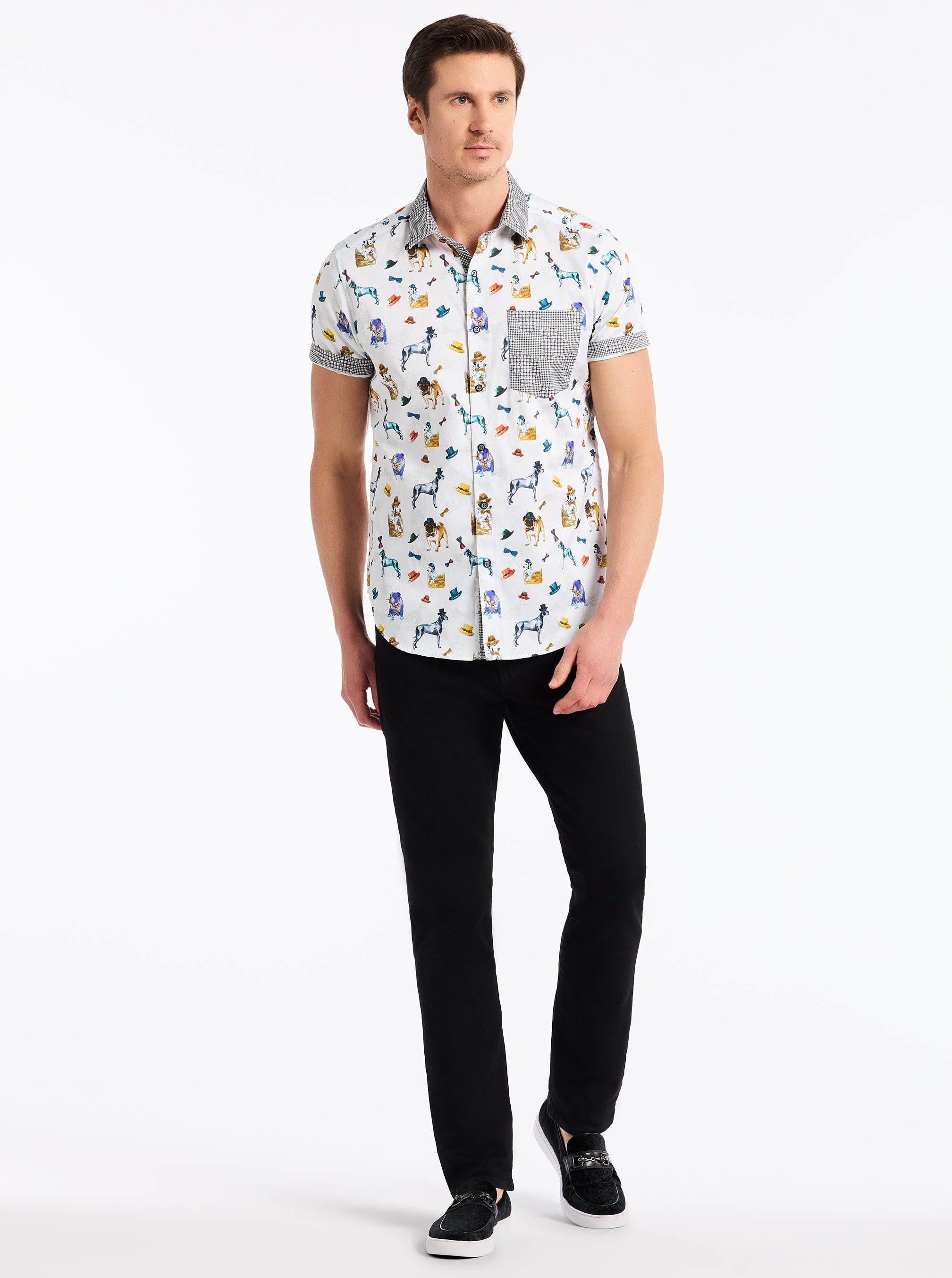 DOG SHOW SHORT SLEEVE BUTTON DOWN SHIRT