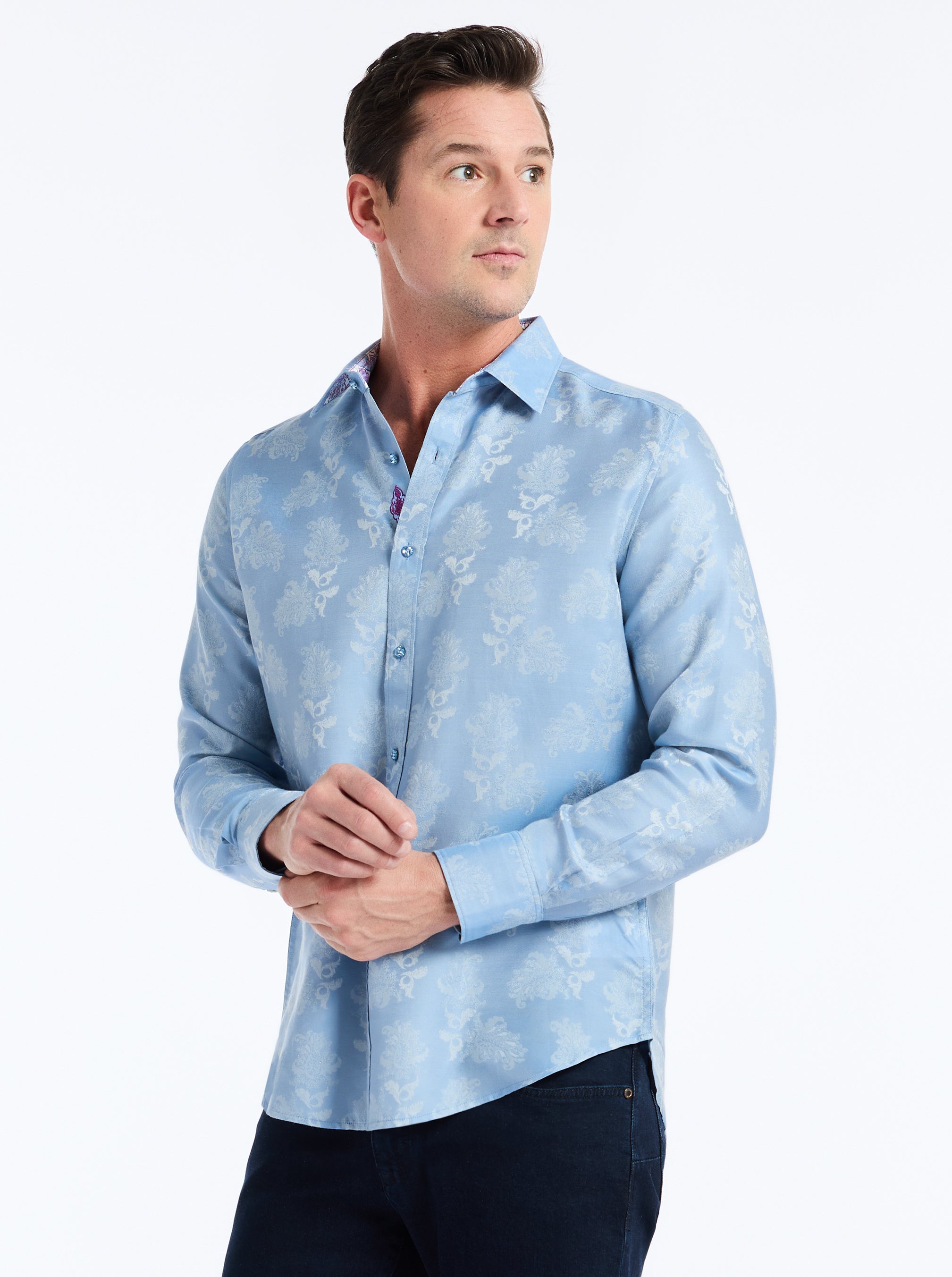 LIMITED EDITION A HUE OF BLUE LONG SLEEVE BUTTON DOWN SHIRT