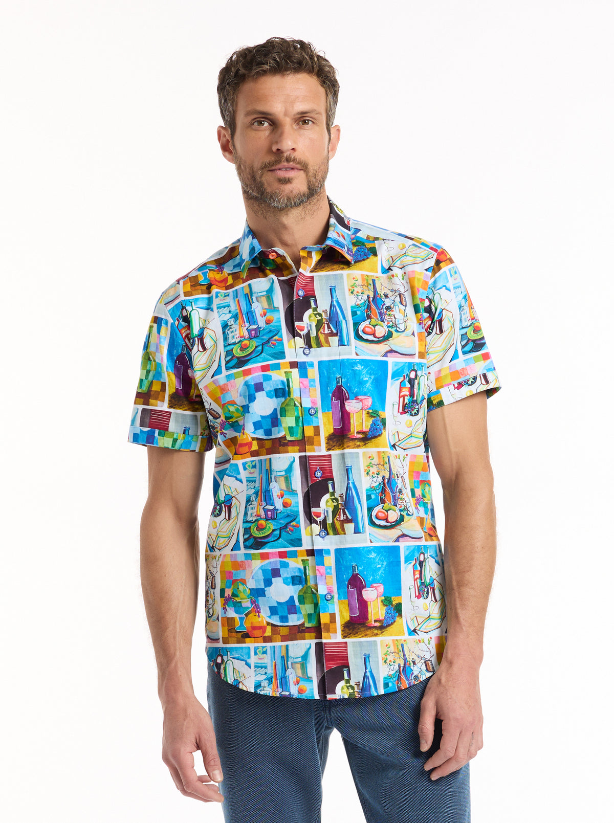 WINE & DINE SHORT SLEEVE BUTTON DOWN SHIRT