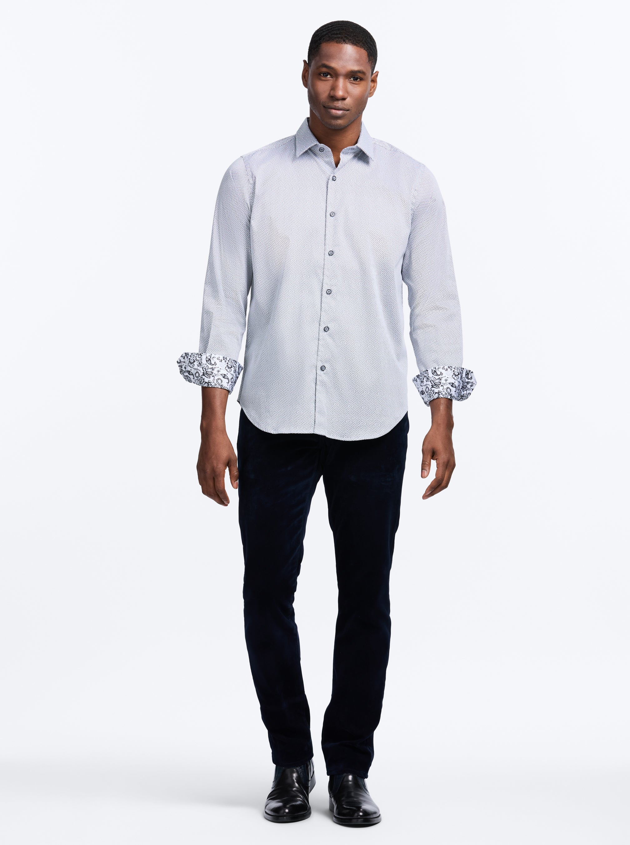 CHESLYN LONG SLEEVE BUTTON DOWN KNIT SHIRT