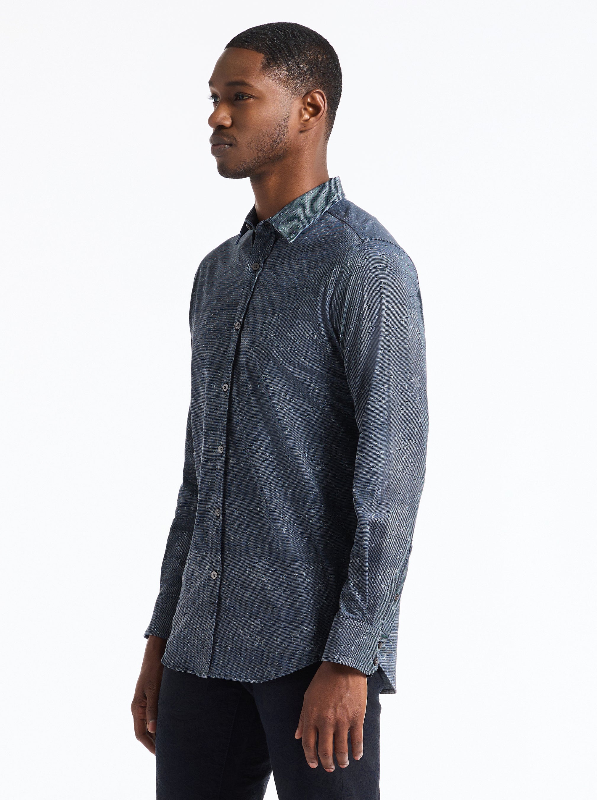 DOYER LONG SLEEVE BUTTON DOWN KNIT SHIRT