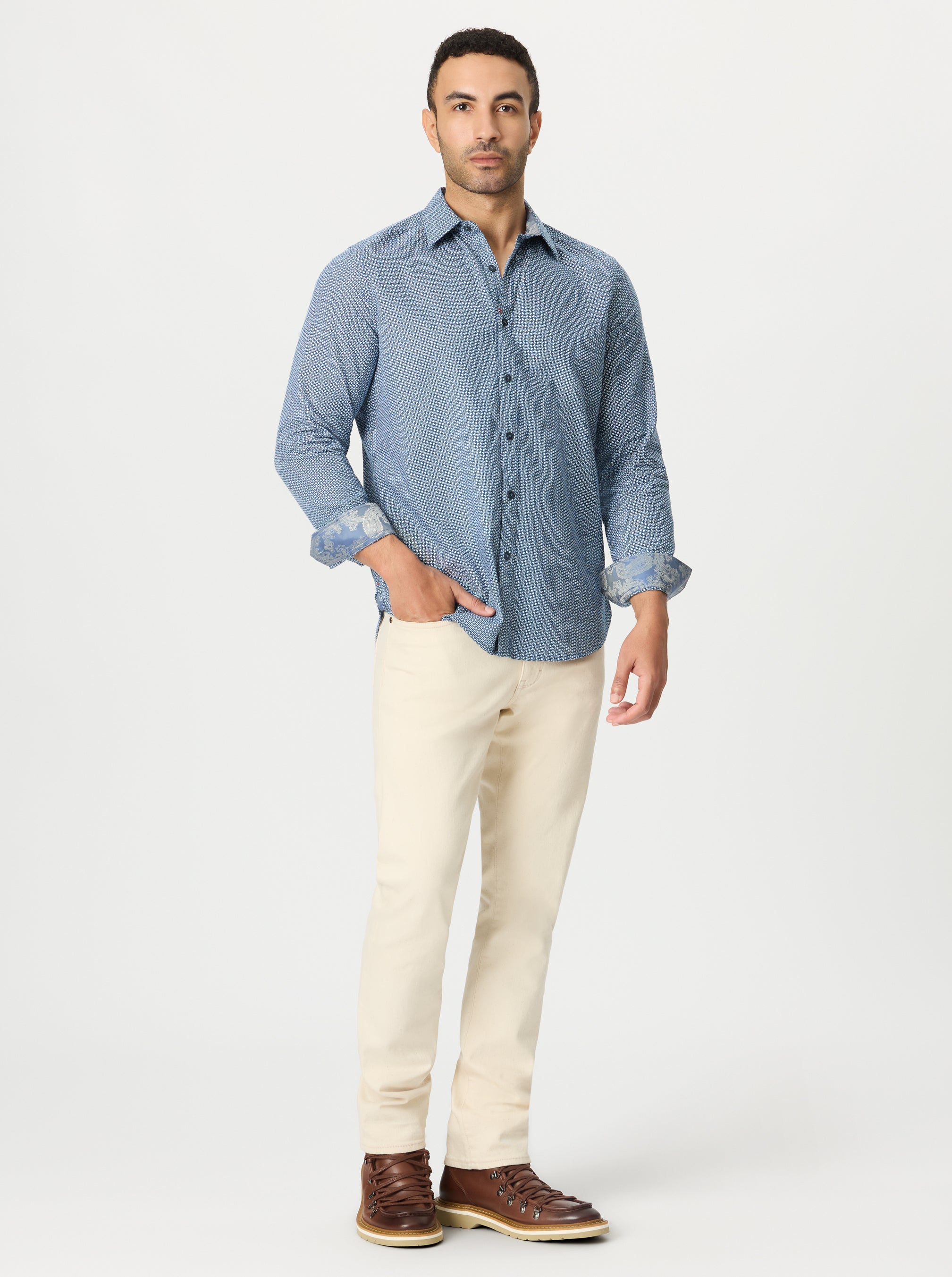 FLAGLER LONG SLEEVE BUTTON DOWN SHIRT