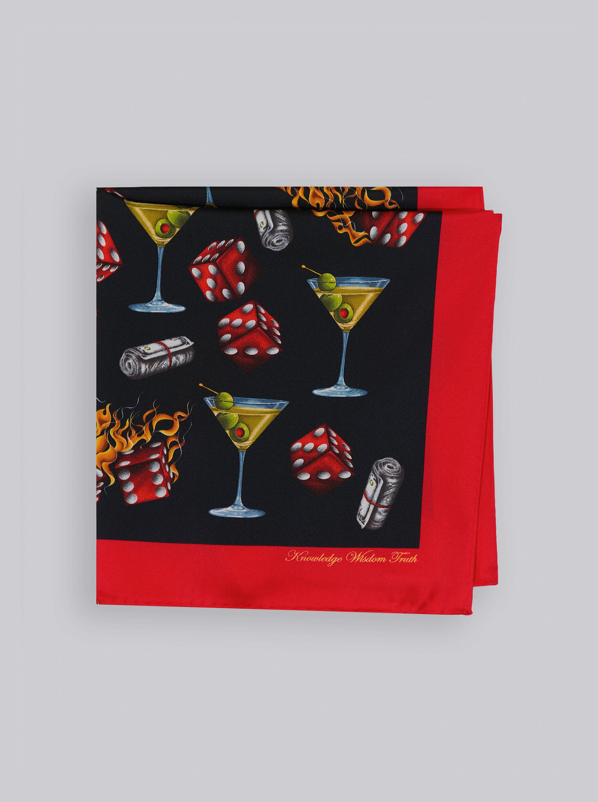 MARTINI & DICE POCKET SQUARE