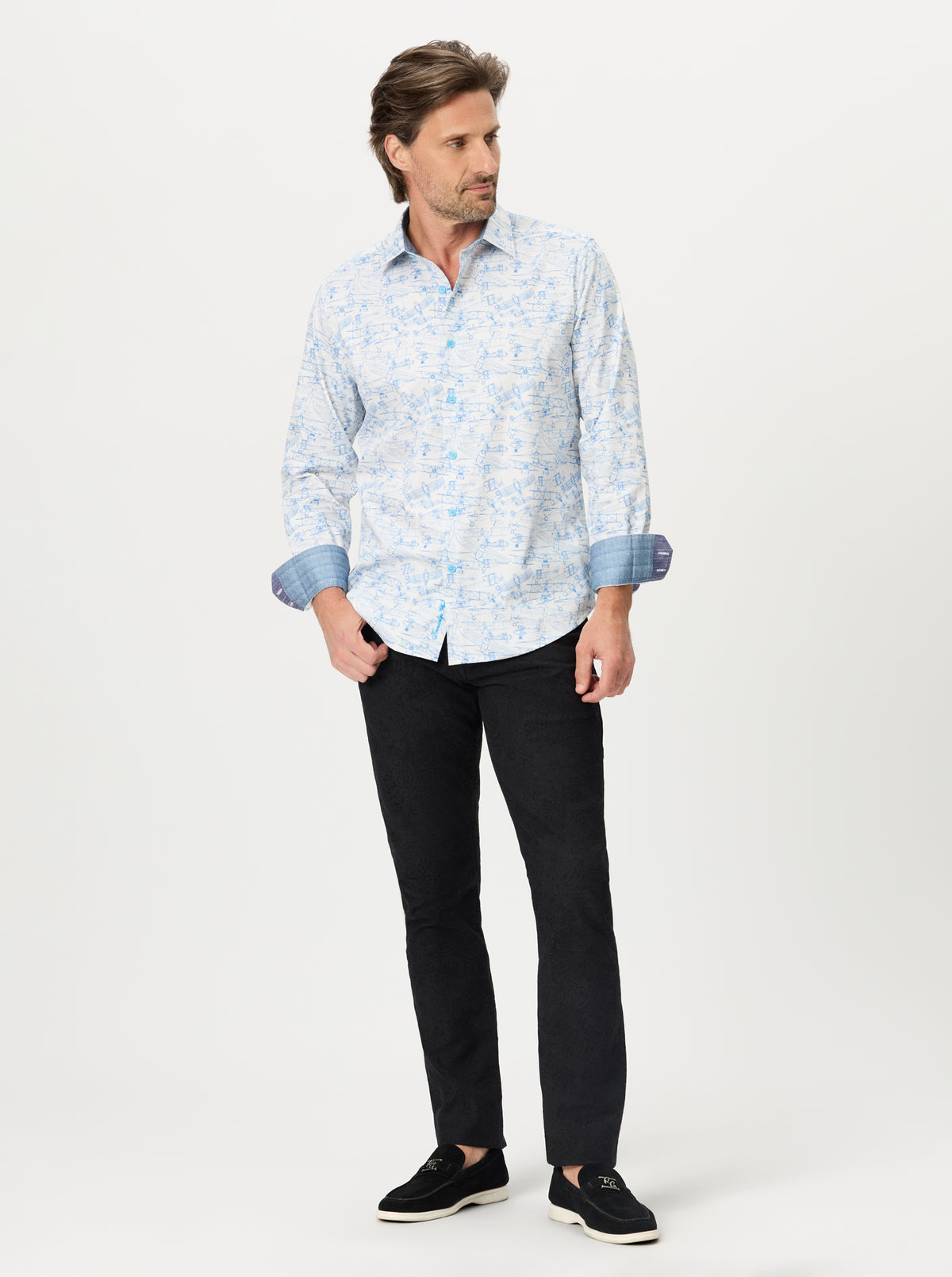 AVIATOR LONG SLEEVE BUTTON DOWN SHIRT