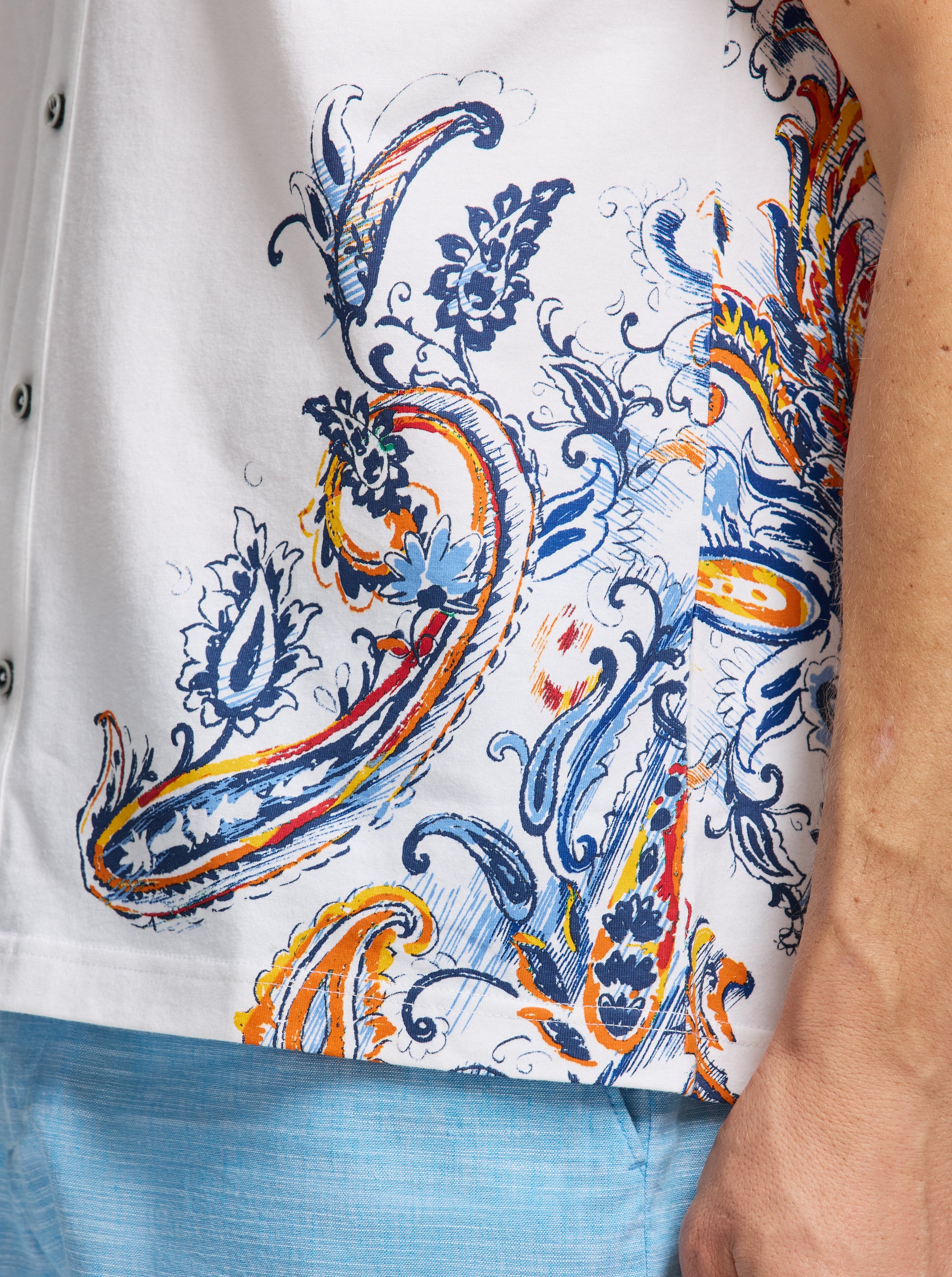 ORANGE PAISLEY SHORT SLEEVE BUTTON DOWN SHIRT