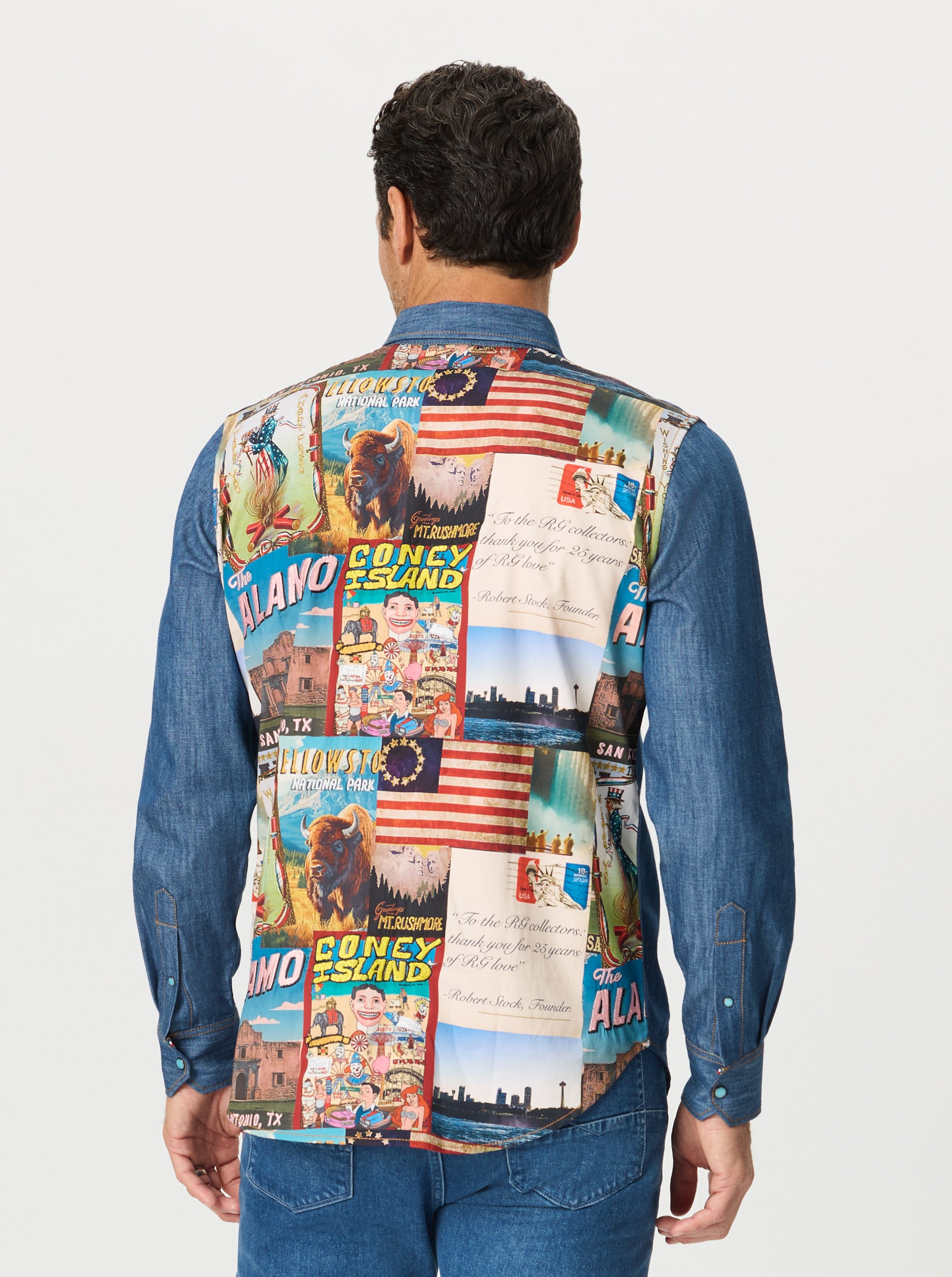 POSTCARDS LONG SLEEVE BUTTON DOWN SHIRT