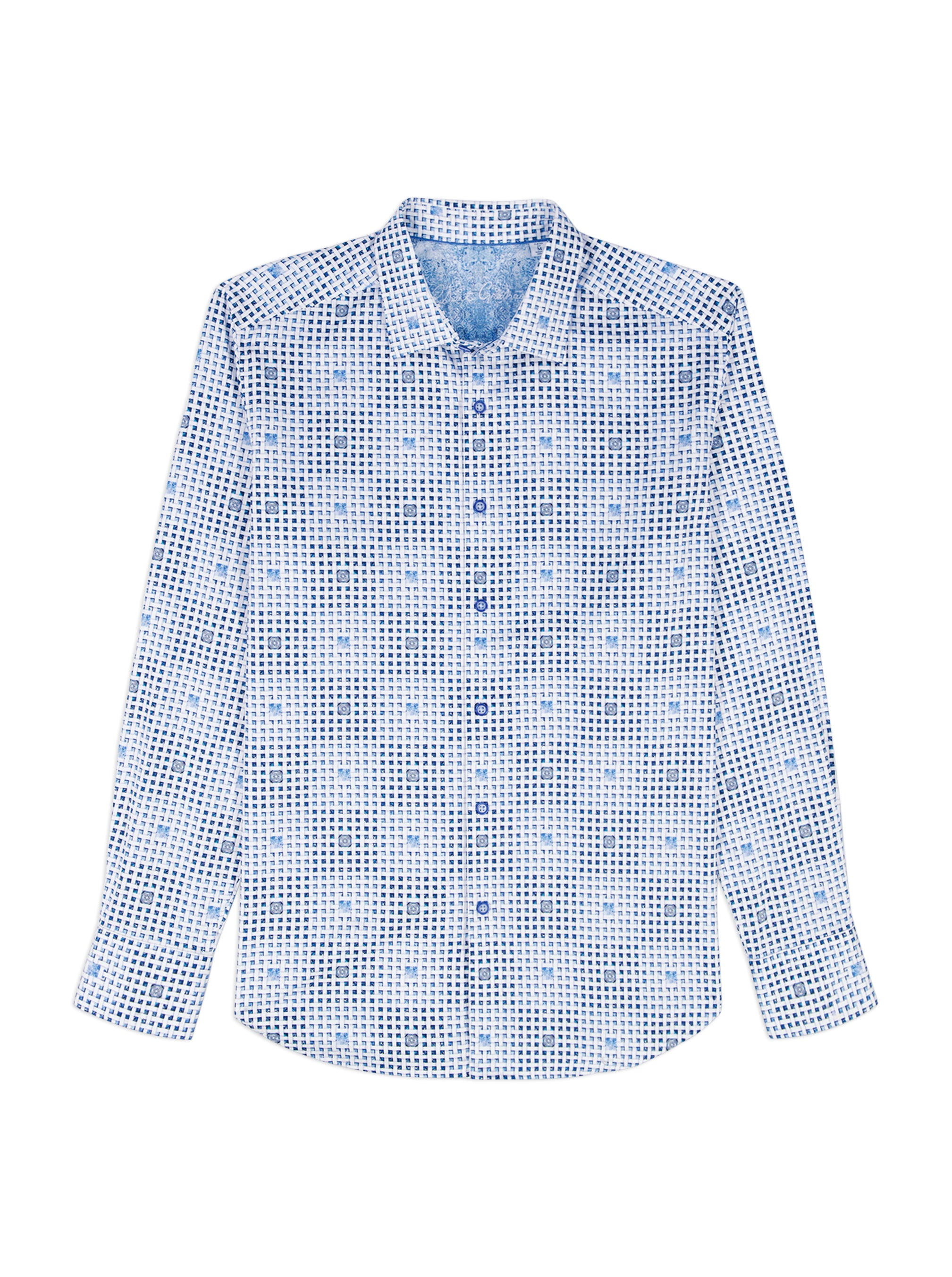 Blue checkered shirt on a white background