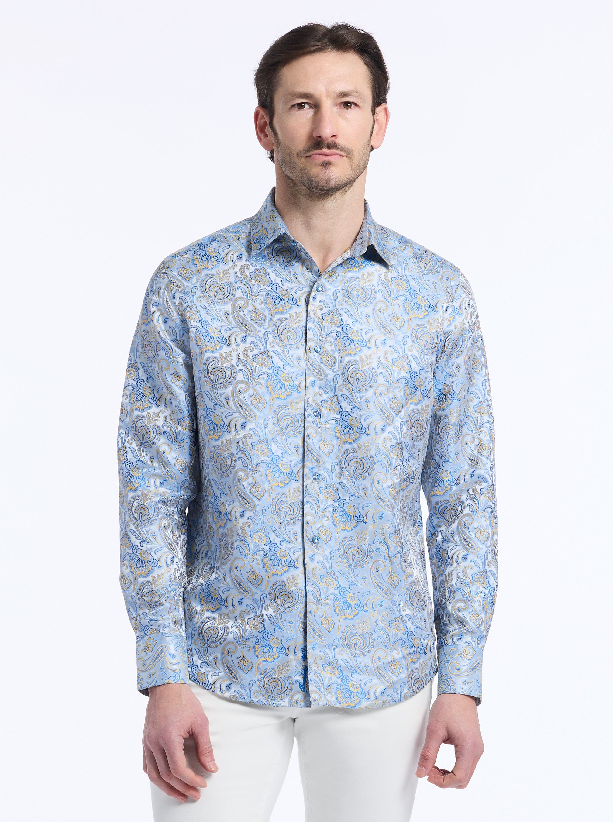 LIMITED EDITION MONACO SUMMER LONG SLEEVE BUTTON DOWN SHIRT