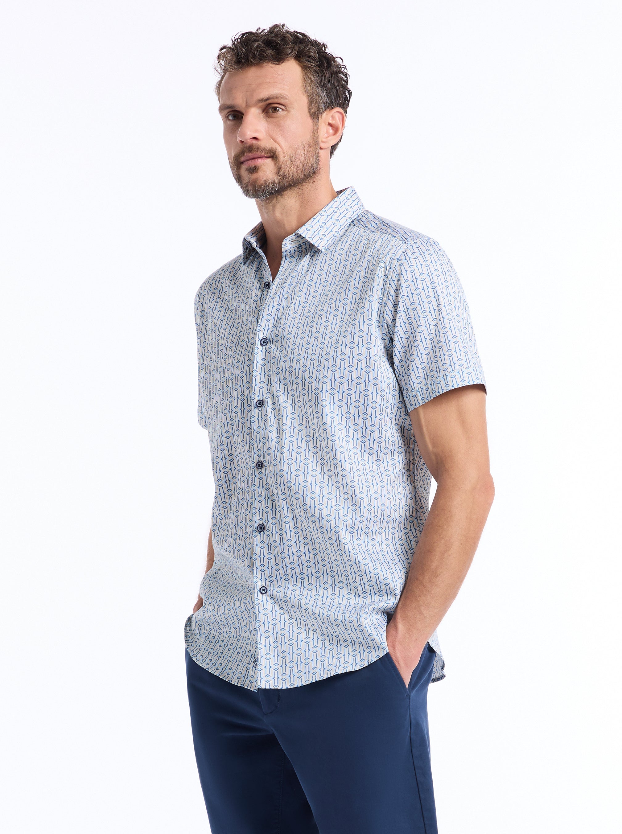NAPIER SHORT SLEEVE BUTTON DOWN SHIRT