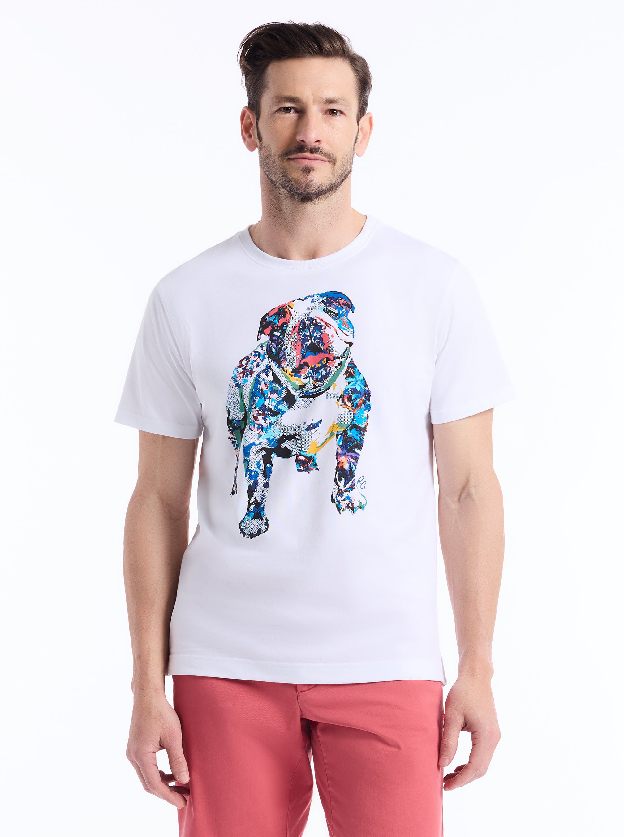 COLLAGE GRAHAM SHORT SLEEVE BUTTON DOWN T-SHIRT