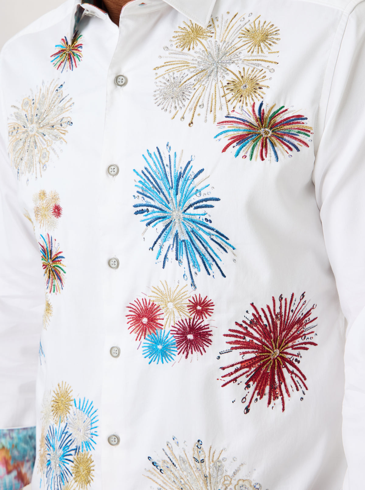 STAR SPANGLED LONG SLEEVE BUTTON DOWN SHIRT