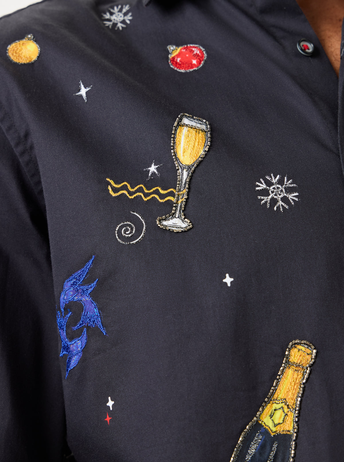 XMAS RIOT LONG SLEEVE BUTTON DOWN SHIRT