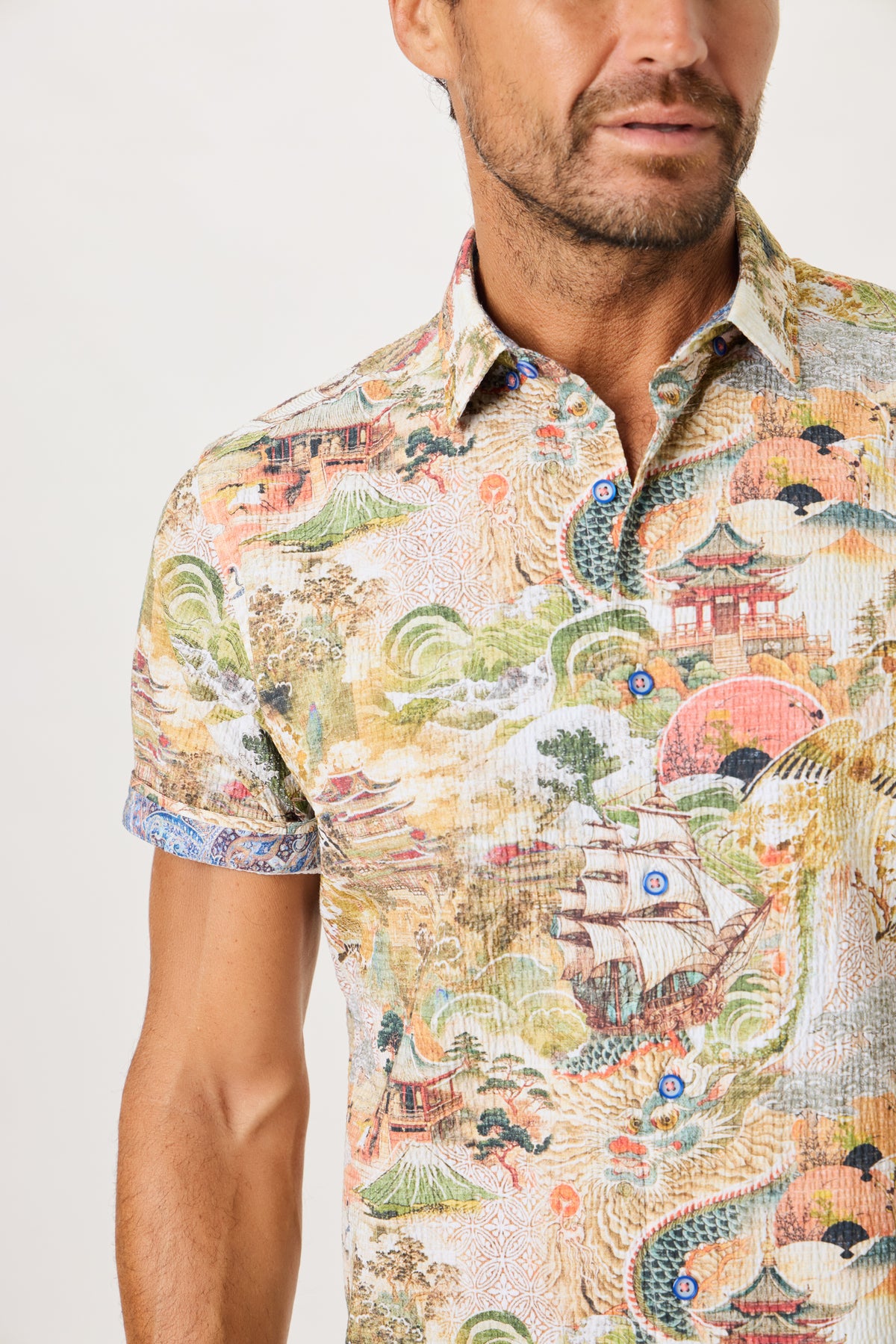 TENGU SHORT SLEEVE BUTTON DOWN SHIRT TALL