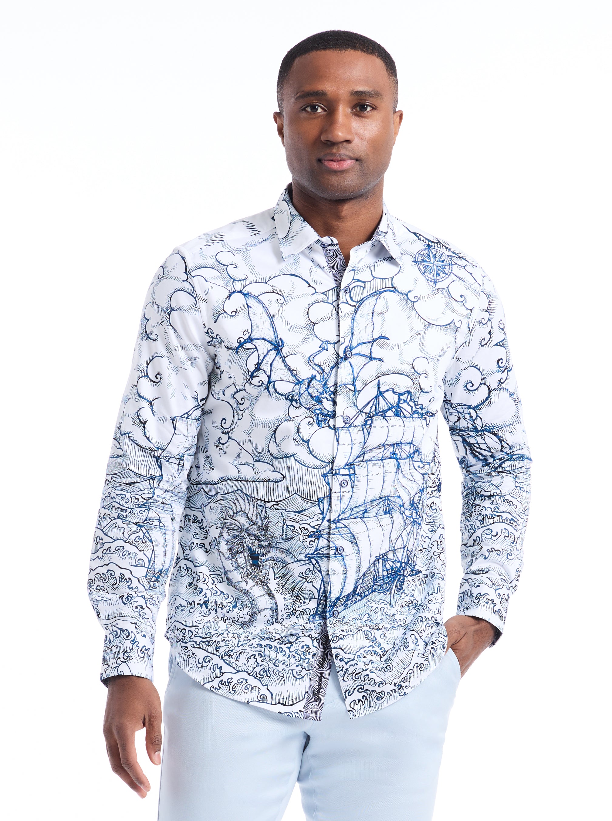SHIPWRECK LONG SLEEVE BUTTON DOWN SHIRT