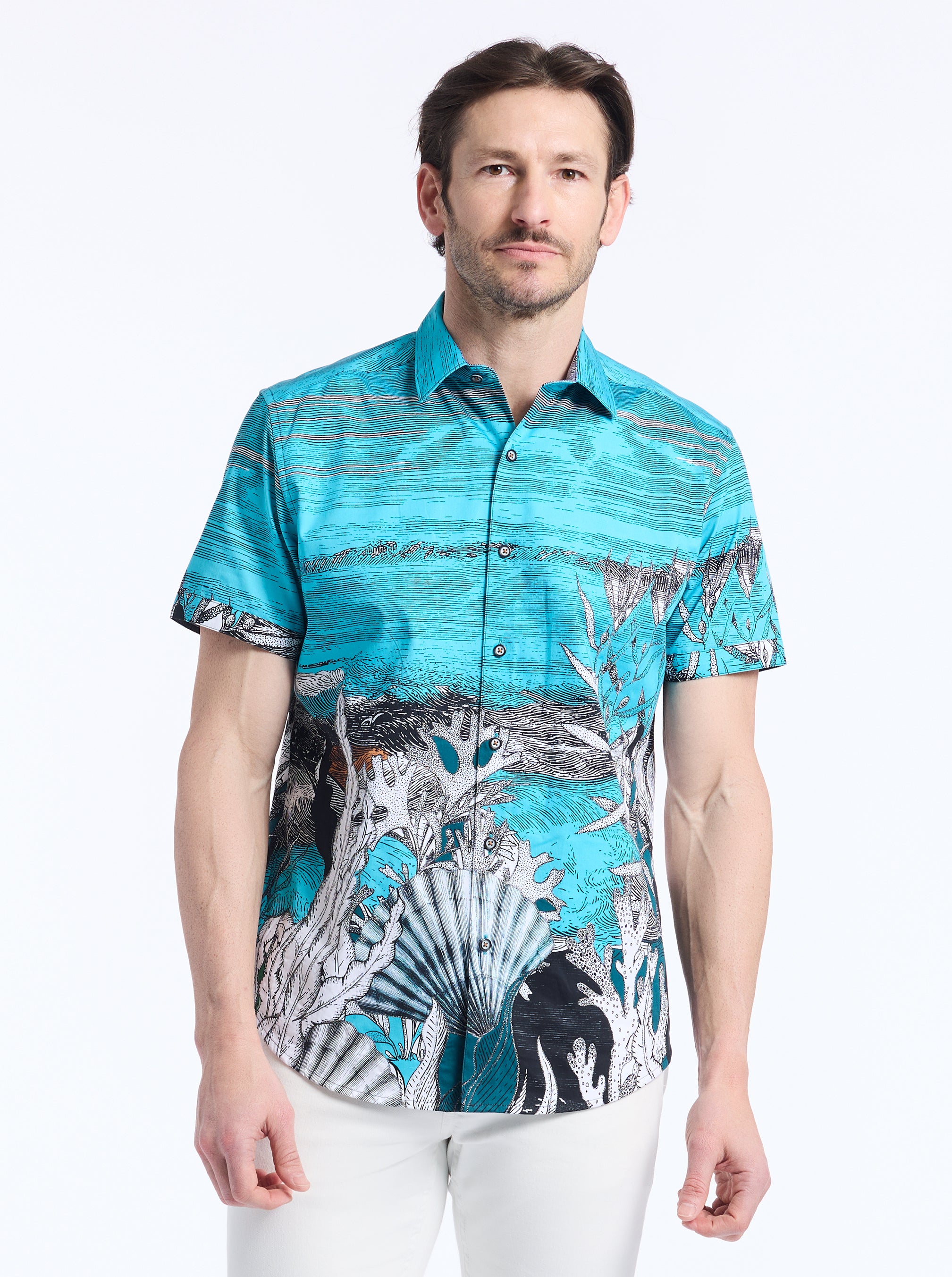 SEA MONSTER SHORT SLEEVE BUTTON DOWN SHIRT