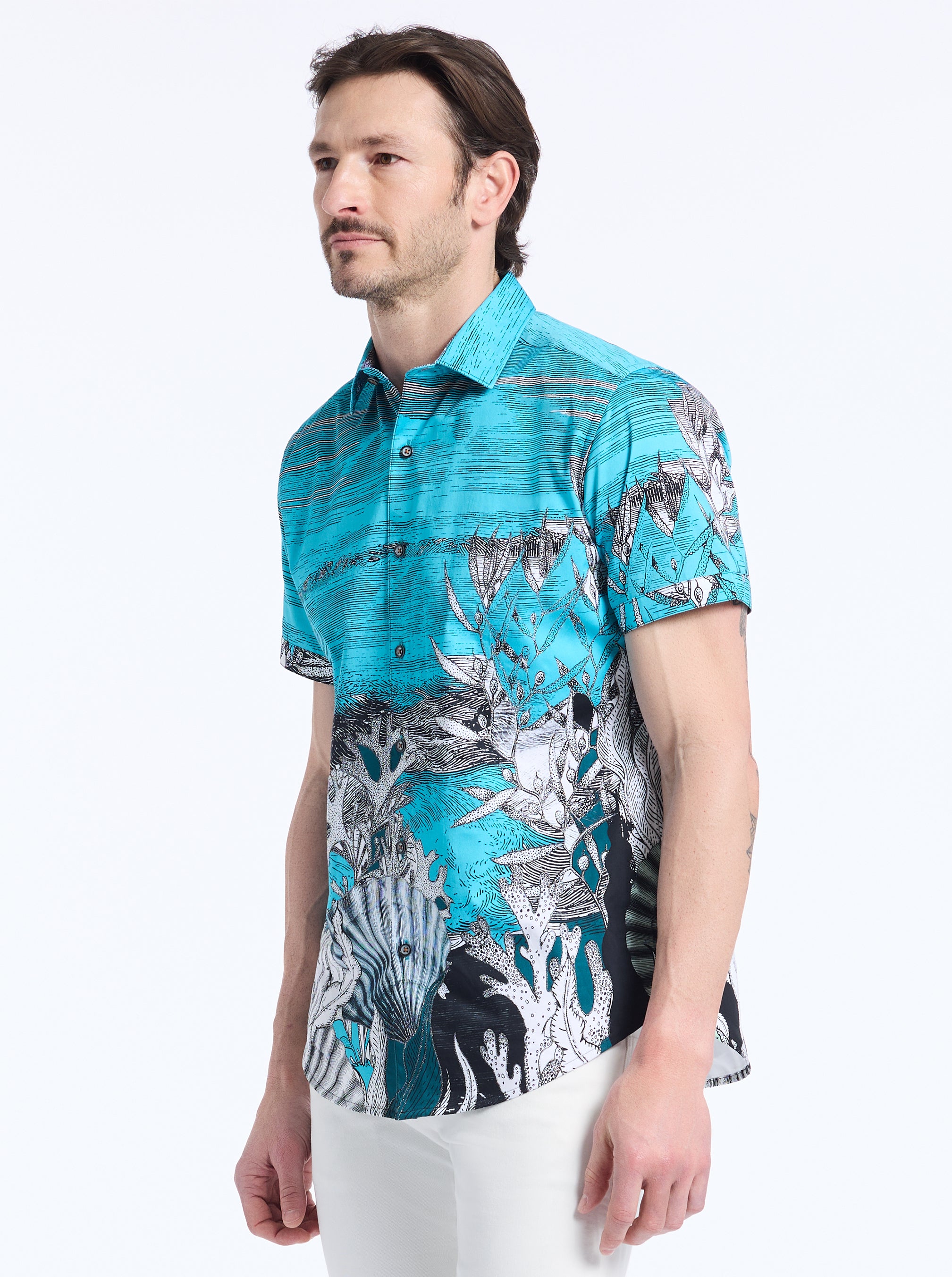 SEA MONSTER SHORT SLEEVE BUTTON DOWN SHIRT