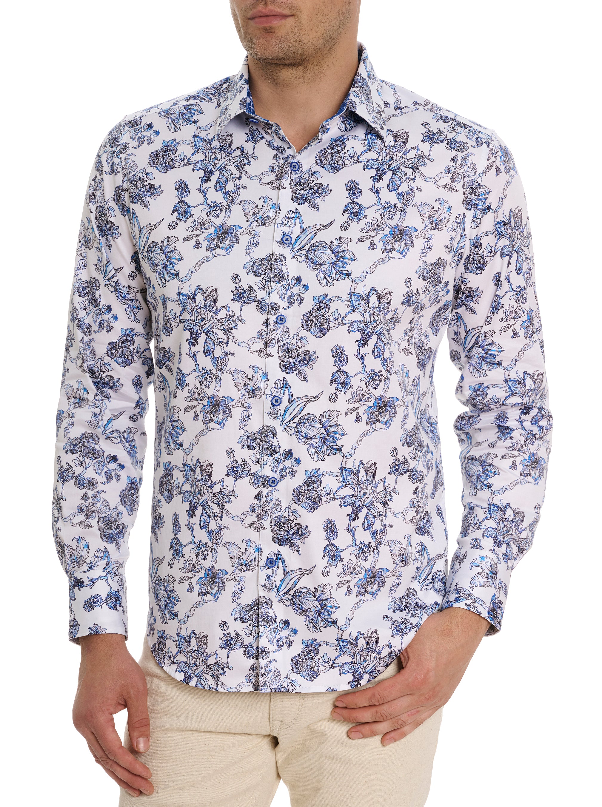 SEA BLOOM LONG SLEEVE BUTTON DOWN SHIRT TALL
