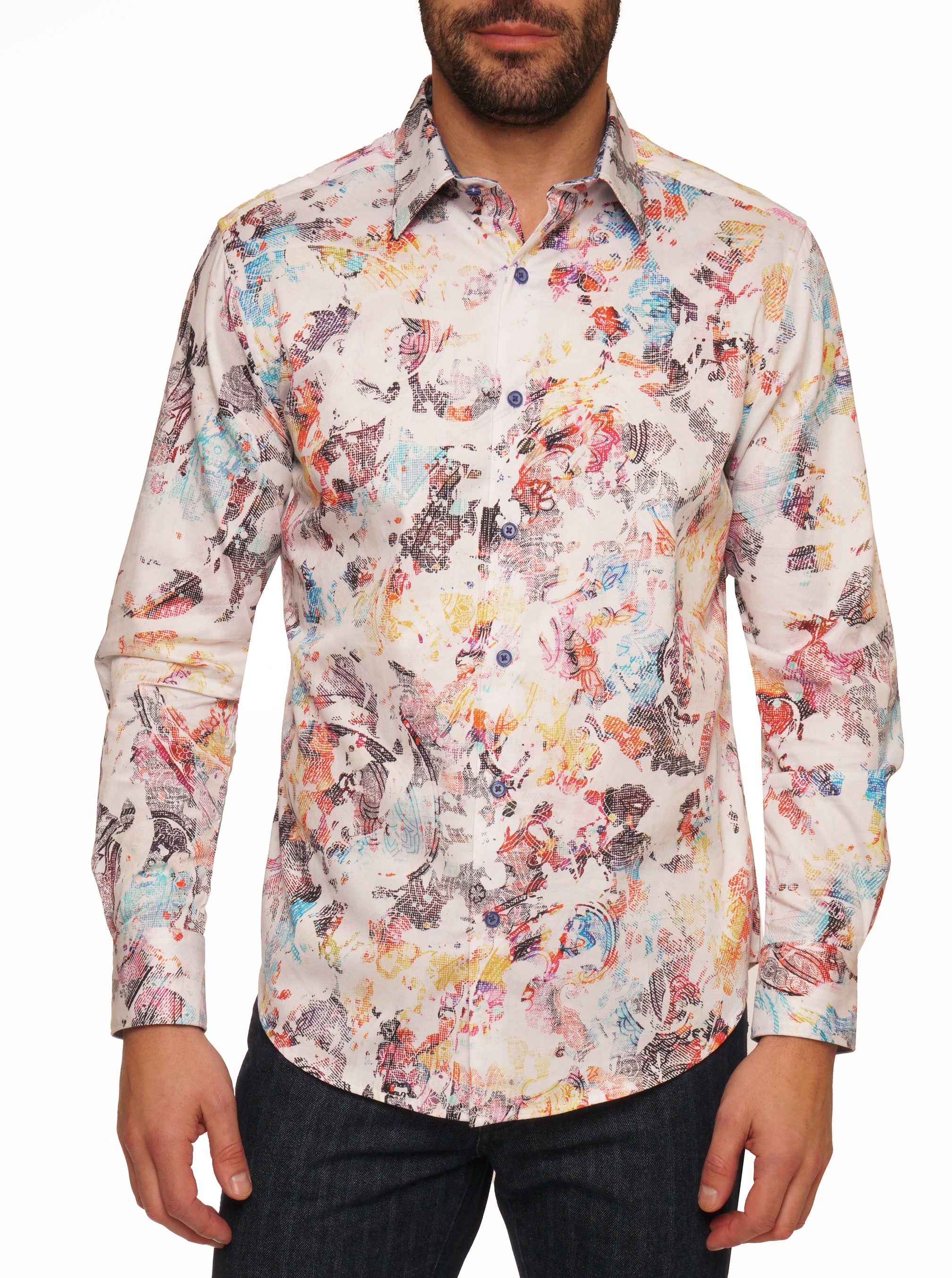 SPLASH OF COLOR LONG SLEEVE BUTTON DOWN SHIRT