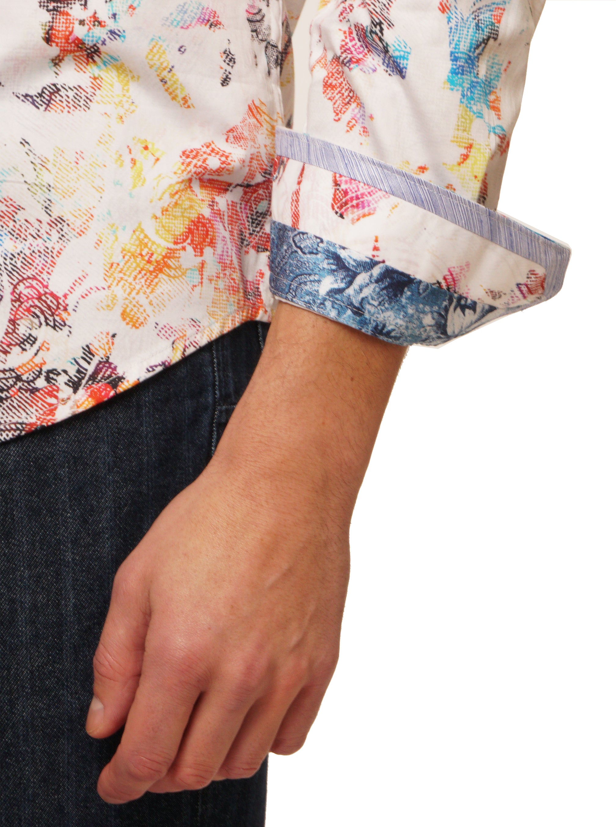 SPLASH OF COLOR LONG SLEEVE BUTTON DOWN SHIRT