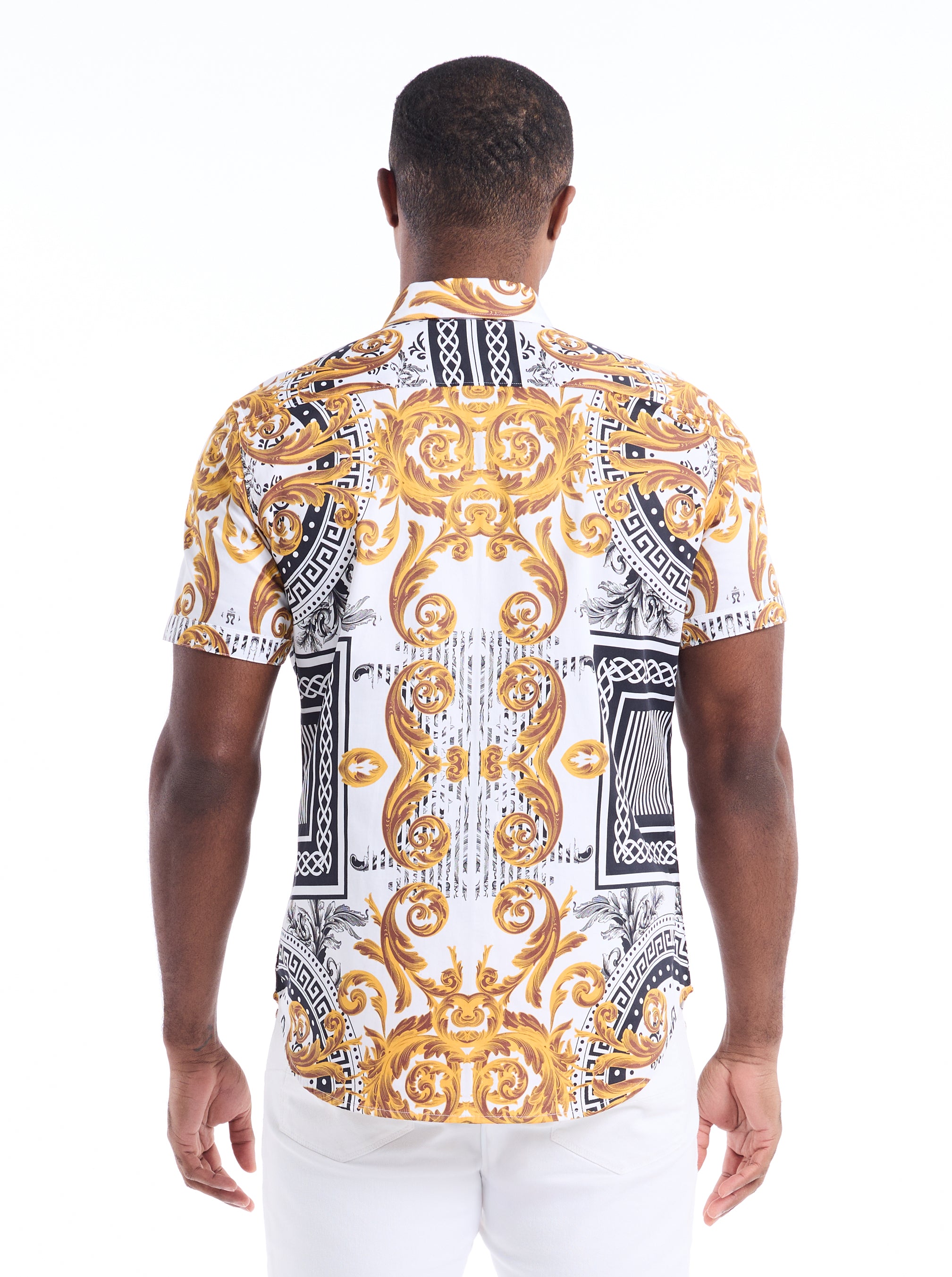 GILDED SCROLLS SHORT SLEEVE BUTTON DOWN SHIRT