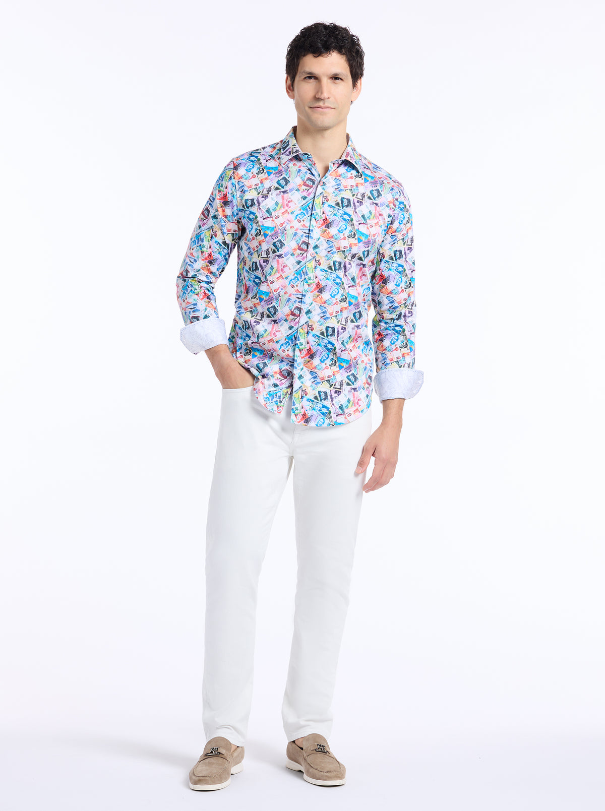 VACATION FUND LONG SLEEVE BUTTON DOWN SHIRT TALL