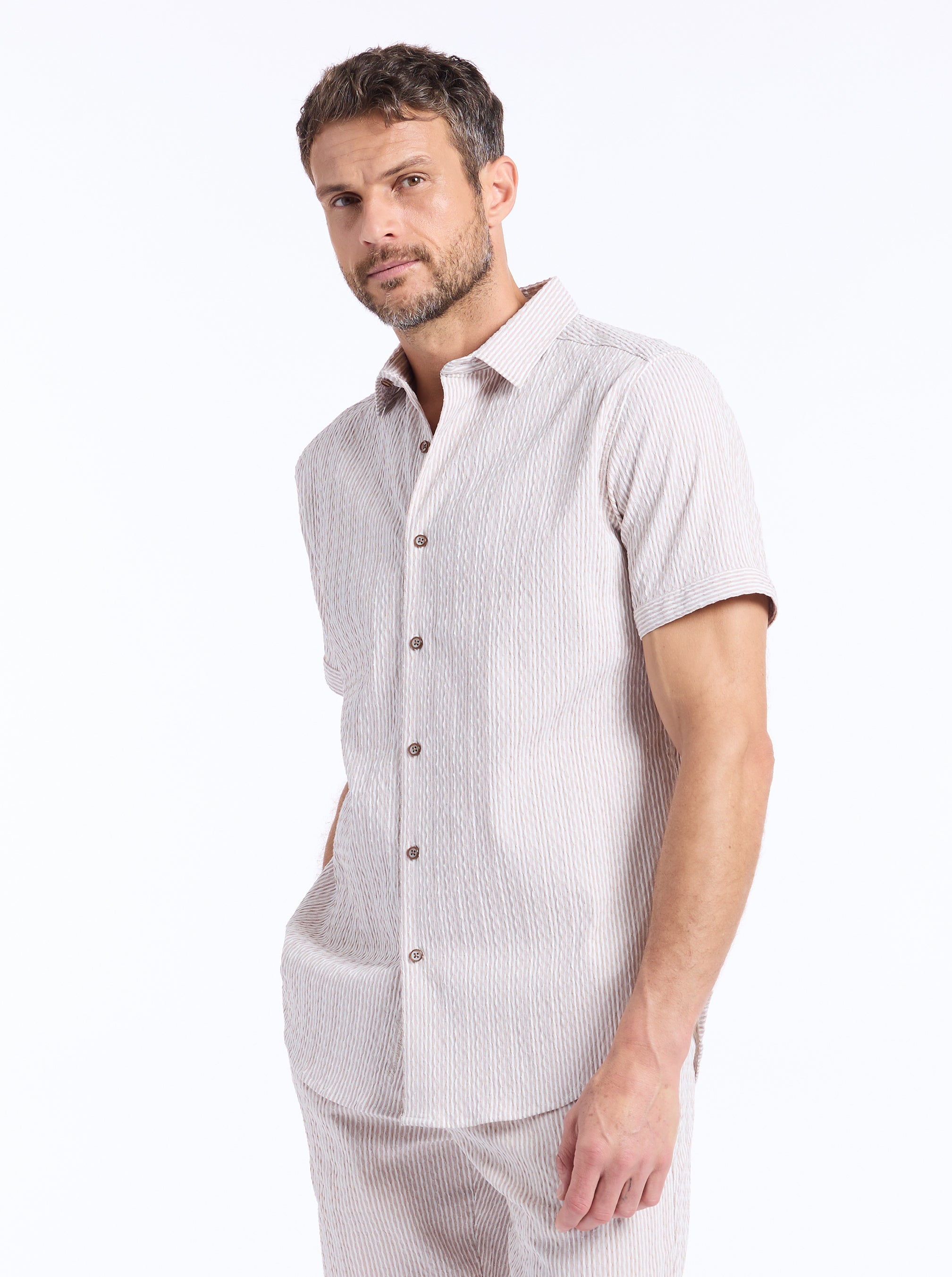 FORNILLO SHORT SLEEVE BUTTON DOWN SHIRT