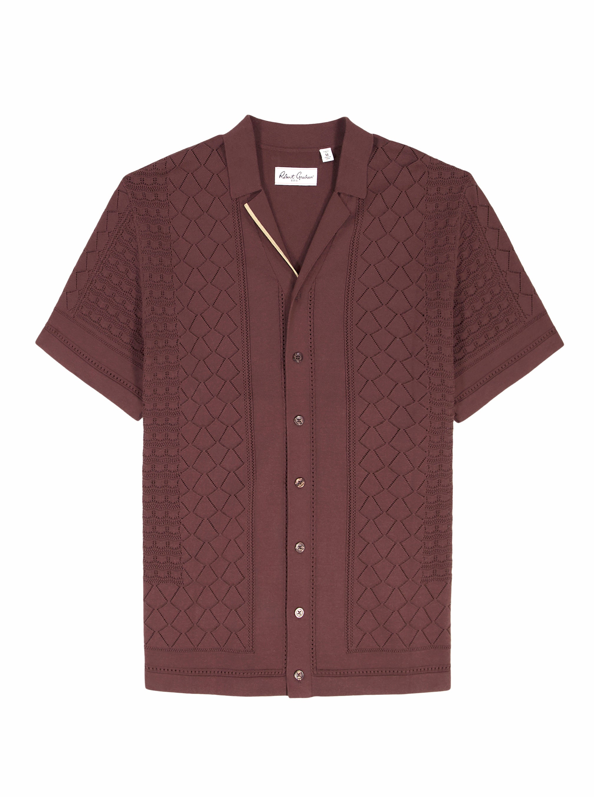 Brown textured short-sleeve shirt on a white background