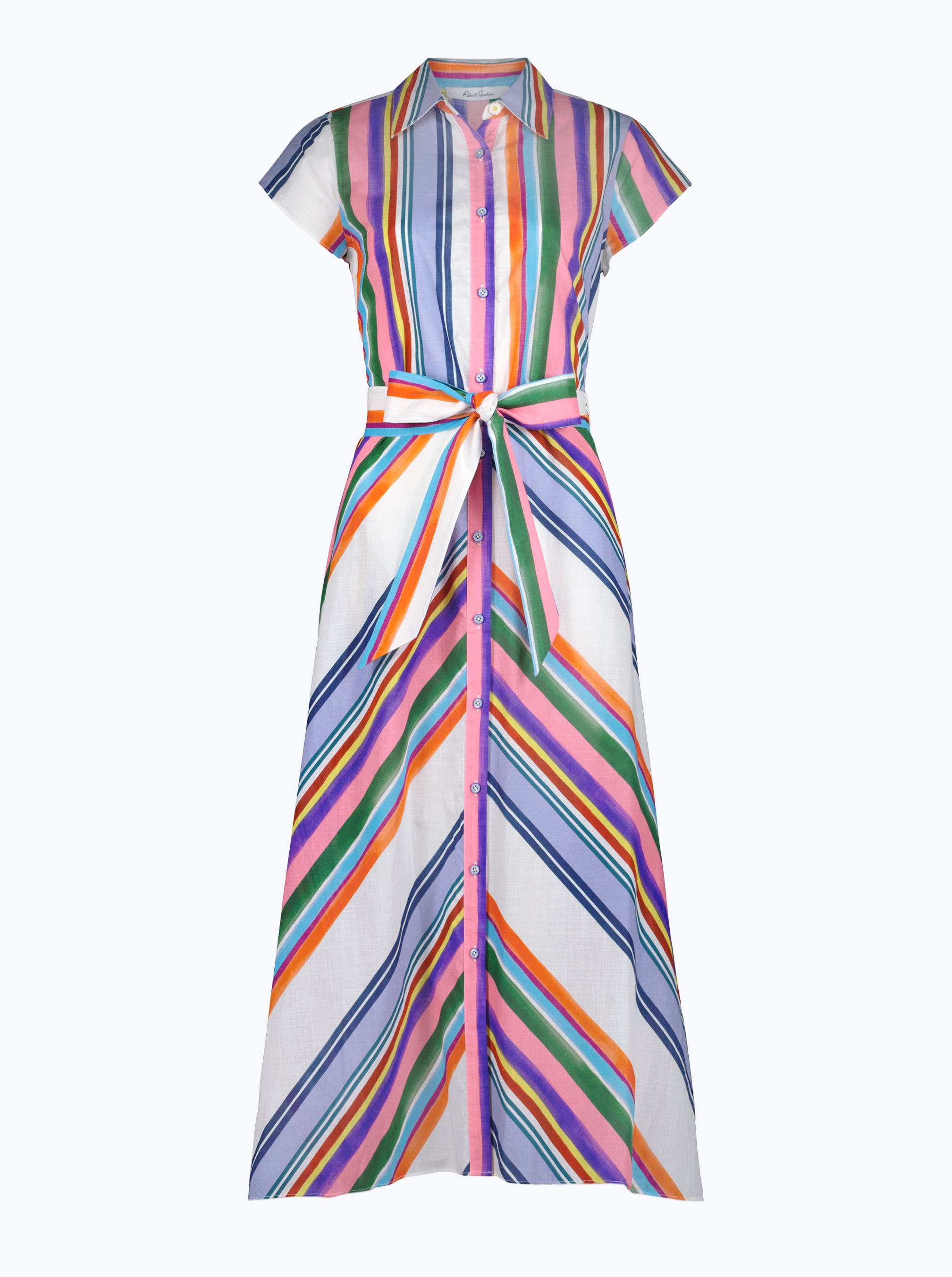 Multicolored striped dress on a white background