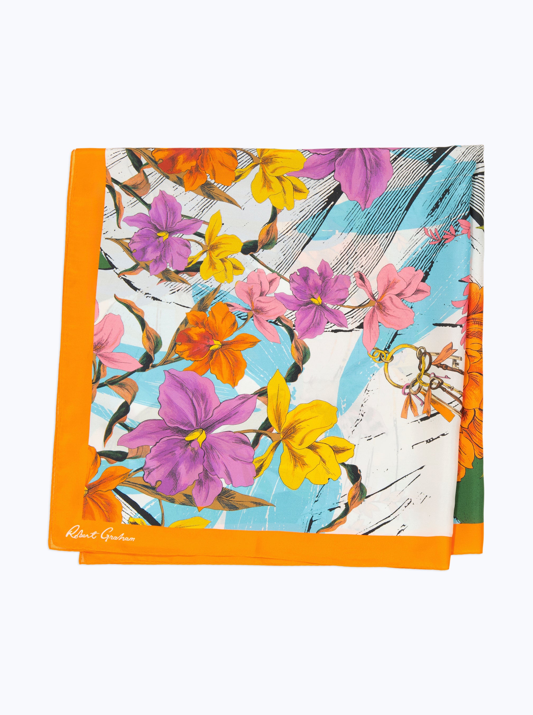 Colorful floral patterned product on a white background