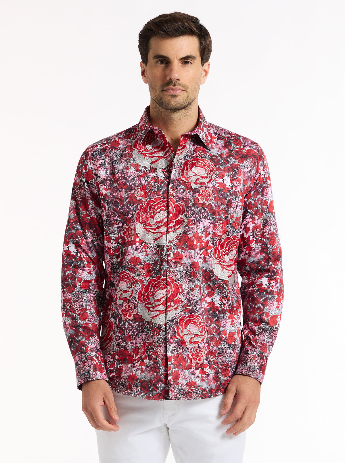 BLOOD ROSE LONG SLEEVE BUTTON DOWN SHIRT