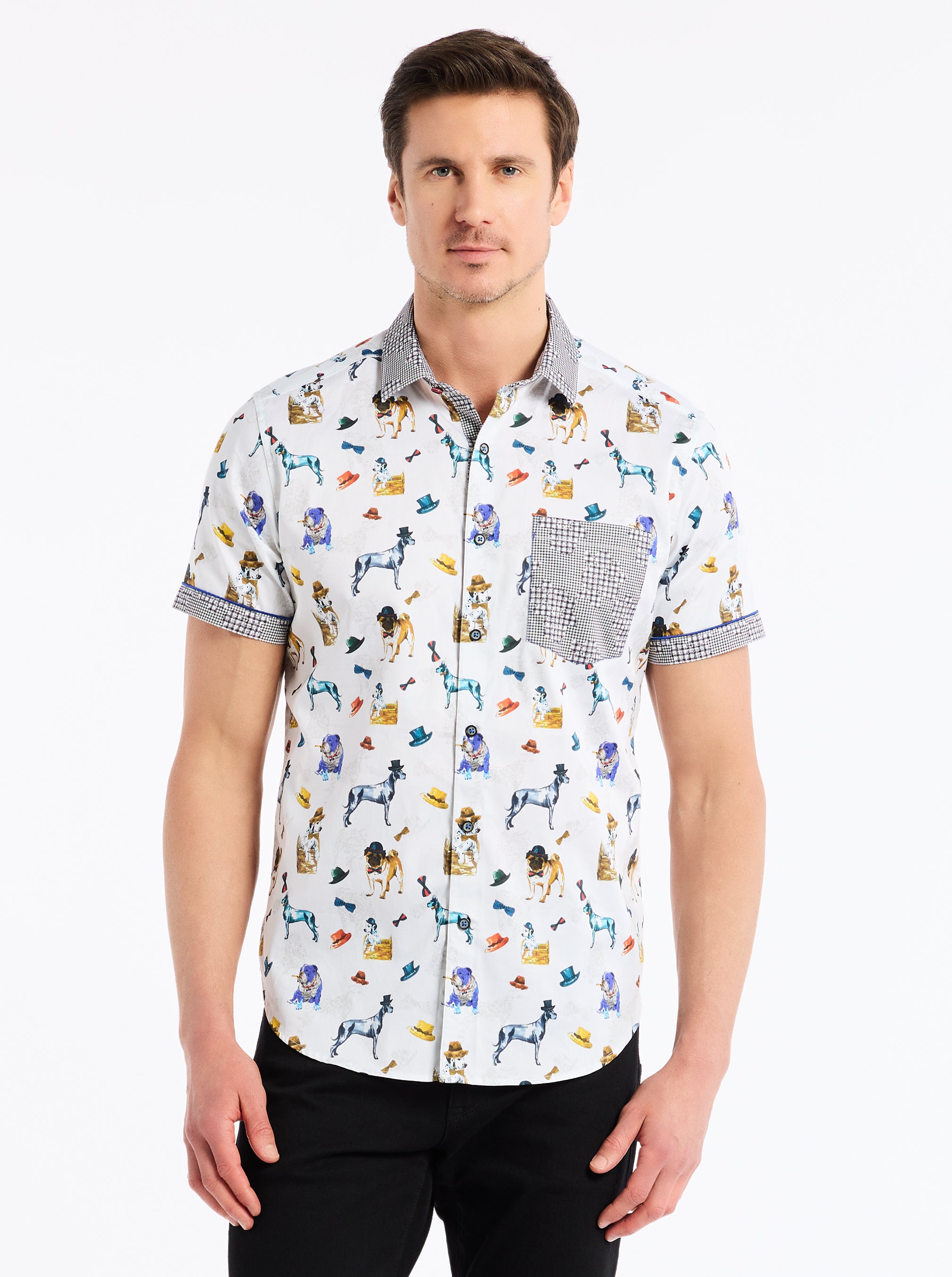 DOG SHOW SHORT SLEEVE BUTTON DOWN SHIRT