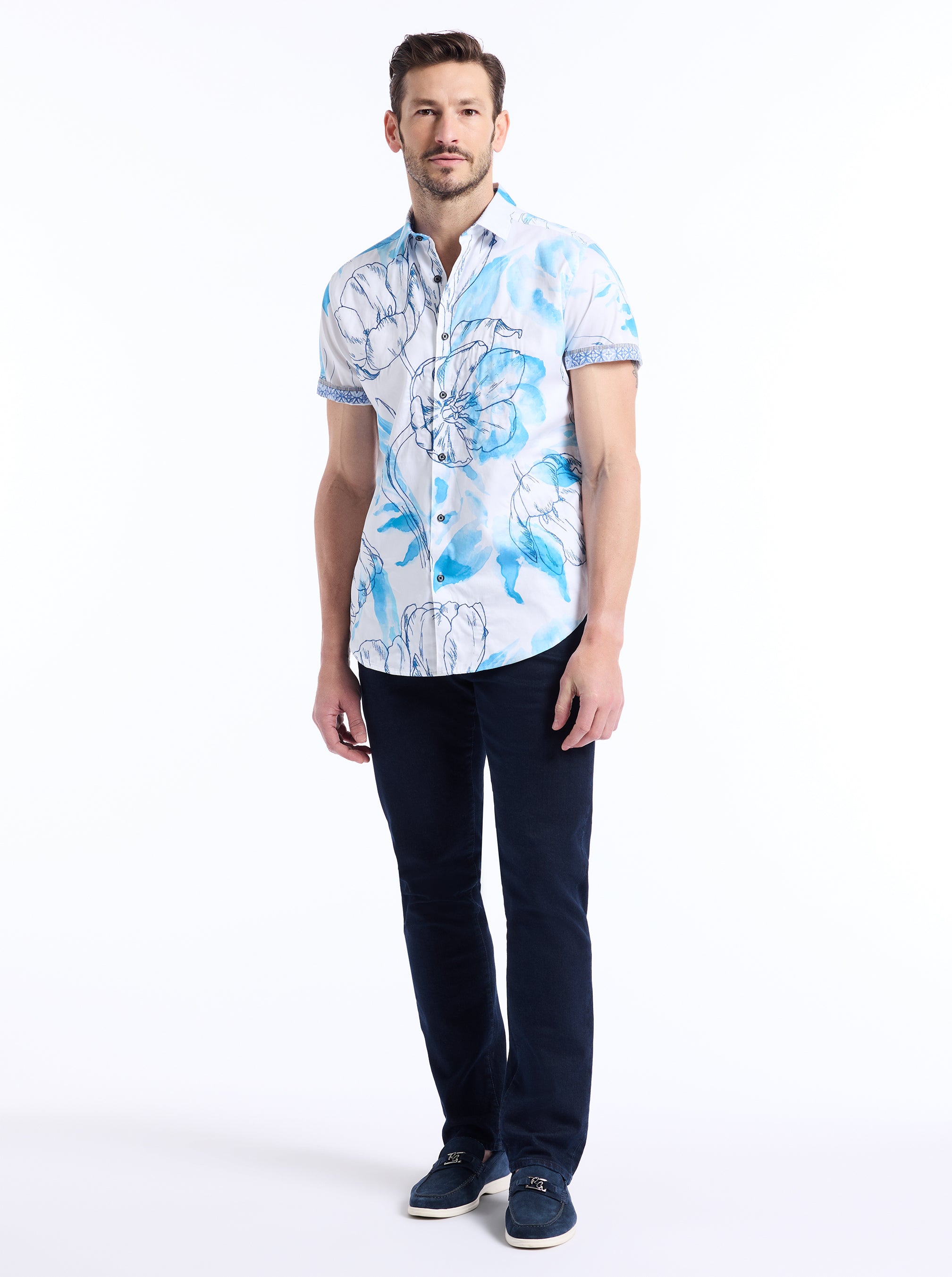 SKY GARDEN SHORT SLEEVE BUTTON DOWN SHIRT